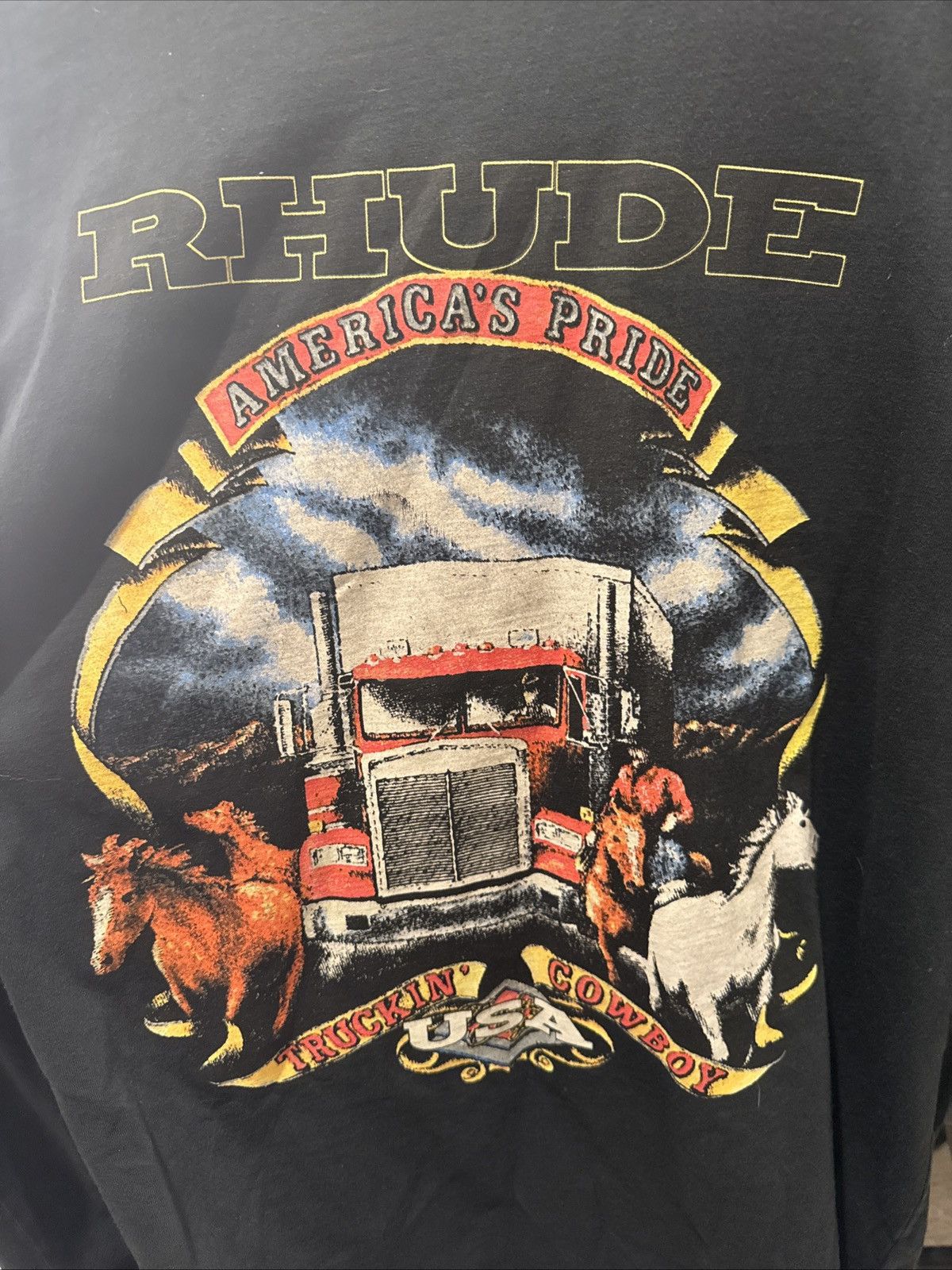 Rhude Shirt Long Sleeve Black Size Large Truck Shirt STEAL