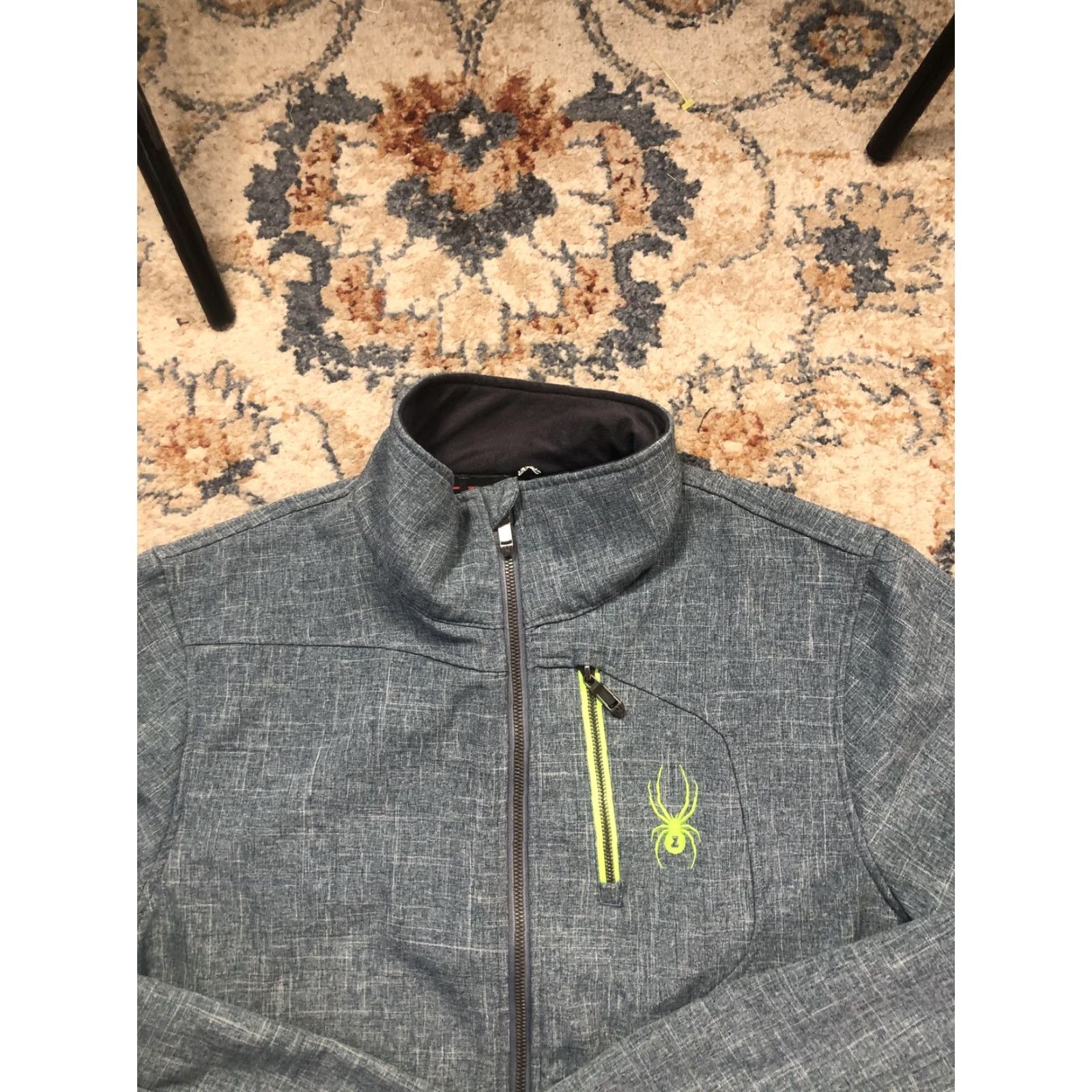 Spyder Spyder Jacket Mens M Grey Softshell Full Zip Lined Ski Hiking Neon Trim Pocketed Size US M / EU 48-50 / 2 - 2 Thumbnail