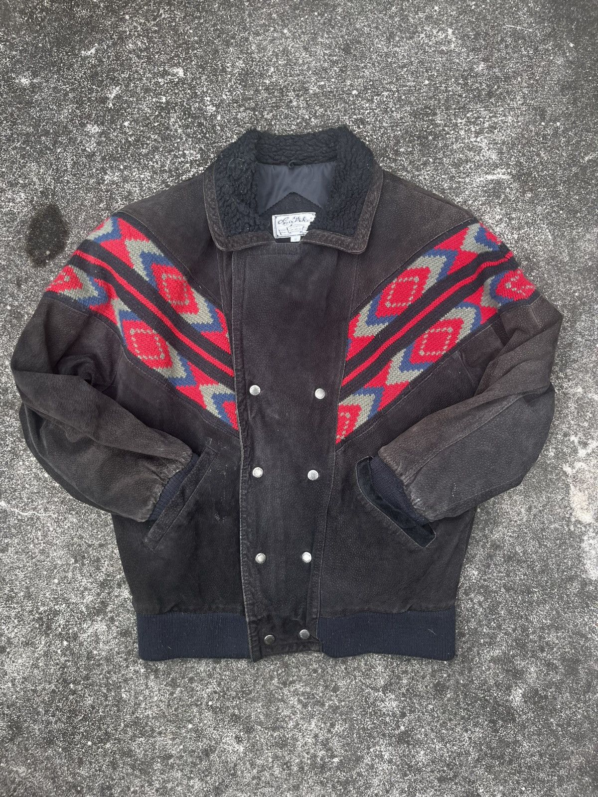Larry Mahan Western Leather Rodeo Jacket Vintage Suede Black & Red Small Size US S / EU 44-46 / 1 - 3 Thumbnail