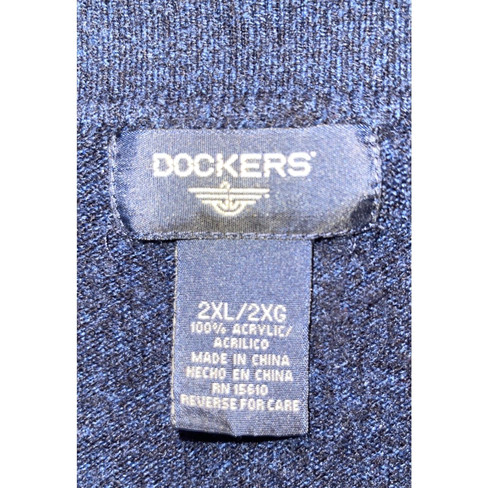 Dockers DOCKERS Sweater Men's 2XL Navy Blue Black Acrylic Pullover 3 Button Collar Knit Lightweight Stretch Mock Speckled Classic Dad Size US XXL / EU 58 / 5 - 4 Thumbnail