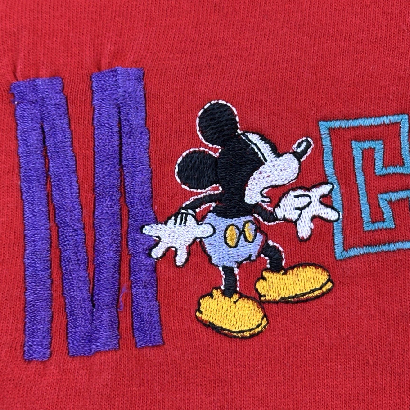 Mickey & Co. VINTAGE Mickey & Co Shirt Mens OS (XL) Embroidered Mickey Logo Single Stitch USA Graphic Print 90s Cartoon Classic Disney T-Shirt Red Size US XL / EU 56 / 4 - 5 Thumbnail
