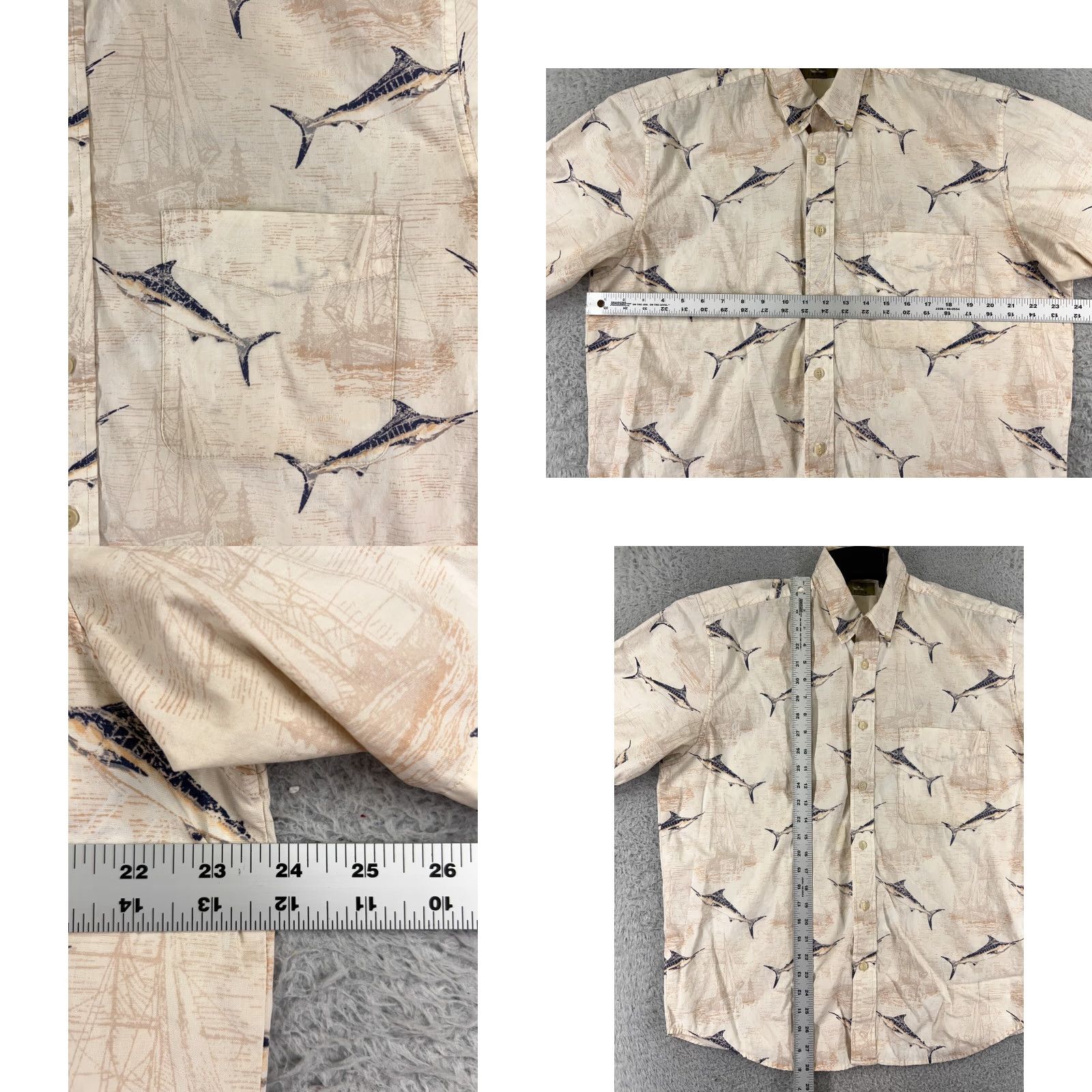 Vintage Puritan Shirt Mens Medium Beige Gamefish Sail Boats Angler Marlin Size US M / EU 48-50 / 2 - 8 Thumbnail