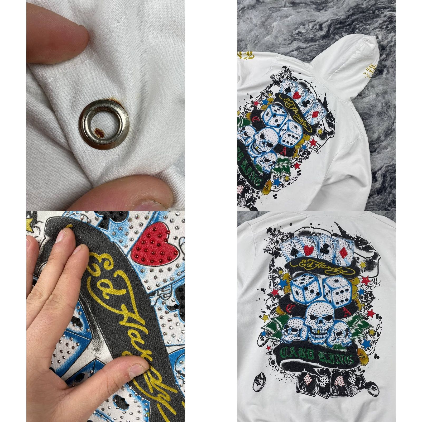 Ed Hardy VINTAGE Ed Hardy By Christian Audigier Hoodie Full Zip Logo Men L White Size US L / EU 52-54 / 3 - 9 Thumbnail