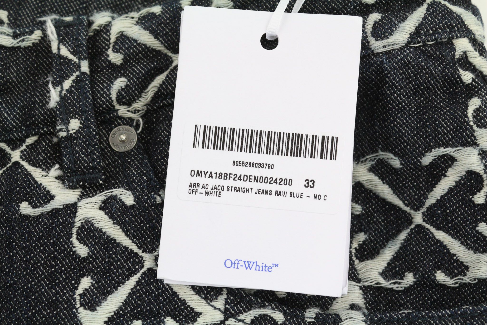 Off-White W33 Arrow Jacquard Straight Cotton Blue 5-Pocket 86362 Size US 33 - 6 Thumbnail