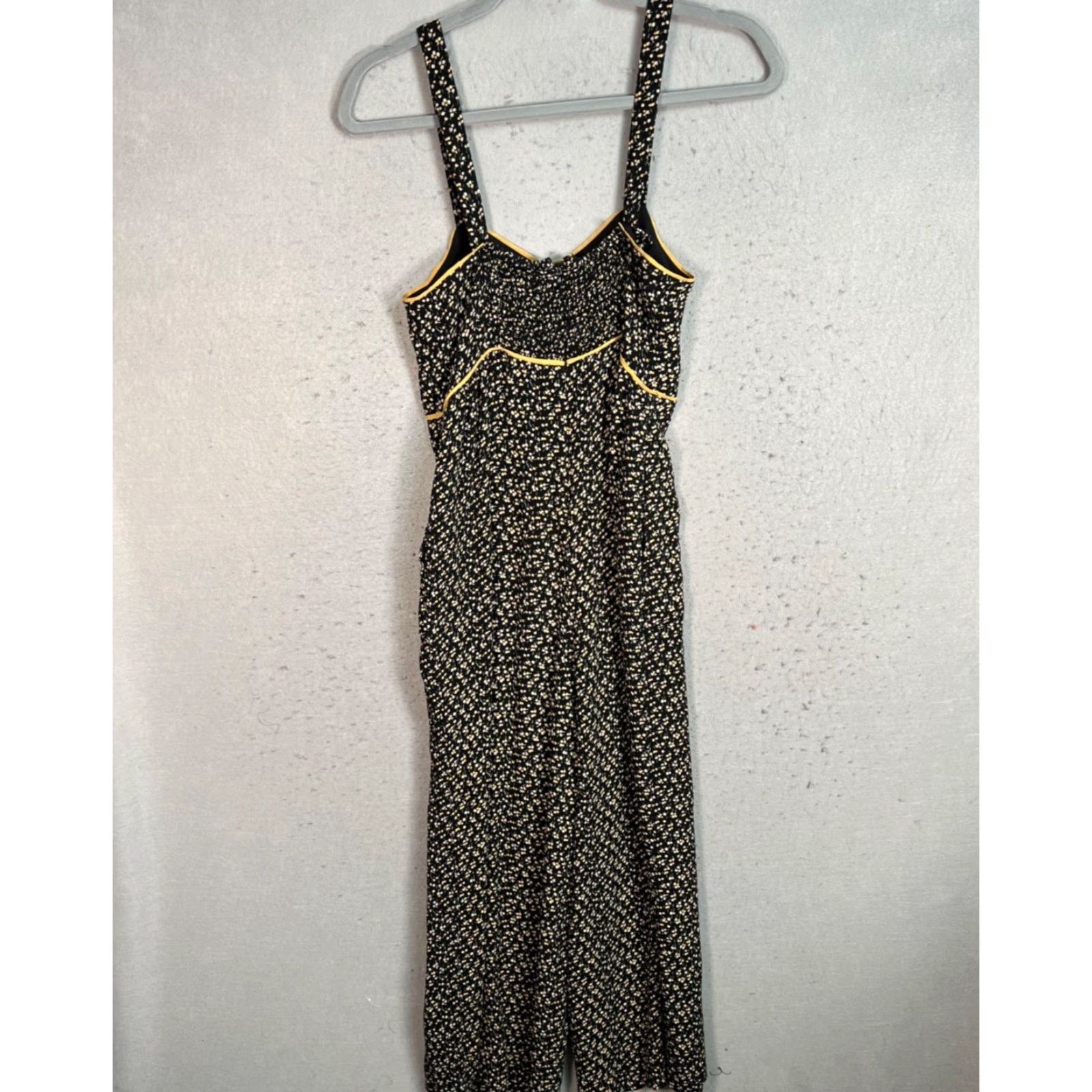 Madewell VINTAGE Madewell Black Floral Sleeveless Jumpsuit Women's Size 00 Wide-Leg Viscose Size 24" / US 00 / IT 34 - 2 Thumbnail