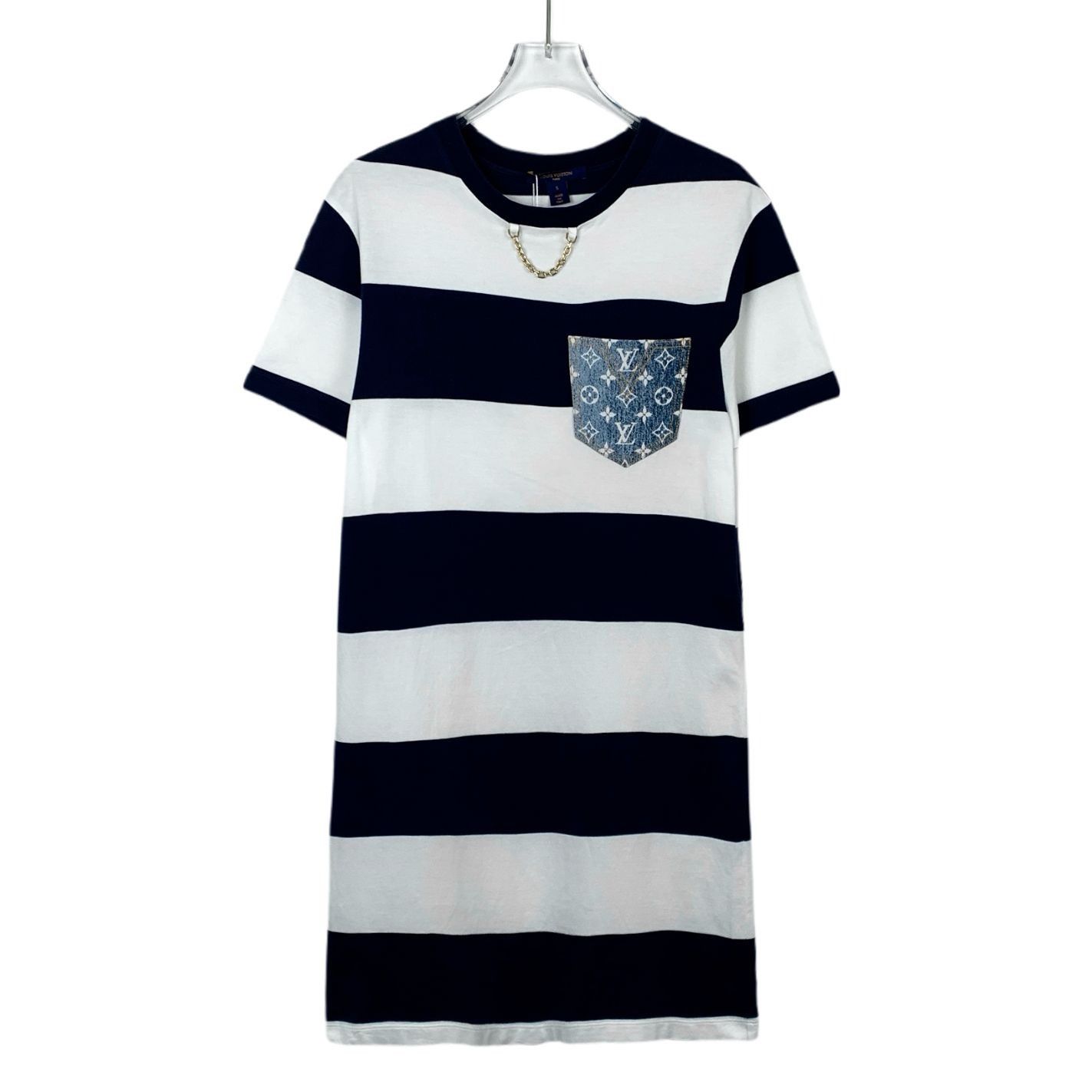 Louis Vuitton Louis Vuitton Womens Navy & White Stripe T-Shirt Dress W/ De Size S / US 4 / IT 40 - 1 Thumbnail