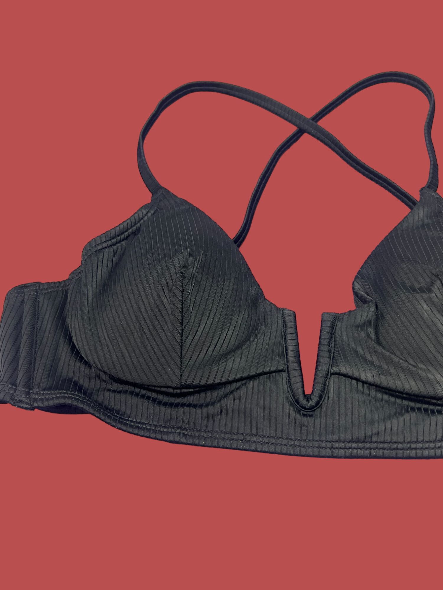 Other Shade & Shore - Women's Ribbed Longline V-Wire Bikini Top - Size ONE SIZE - 10 Thumbnail