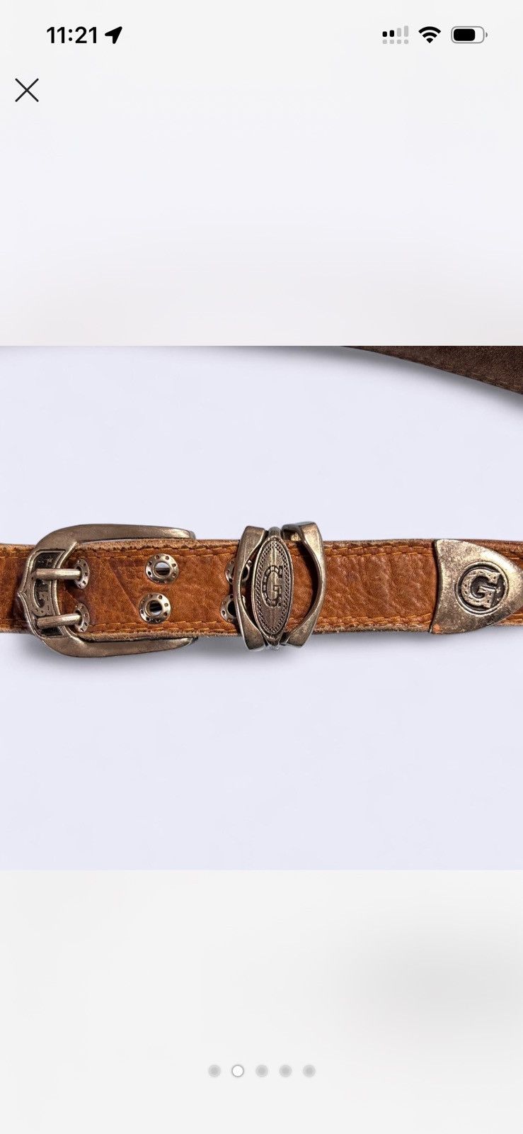 Guess Guess Western Brown Leather Belt with Silver Hardware Size 38 - 2 Thumbnail