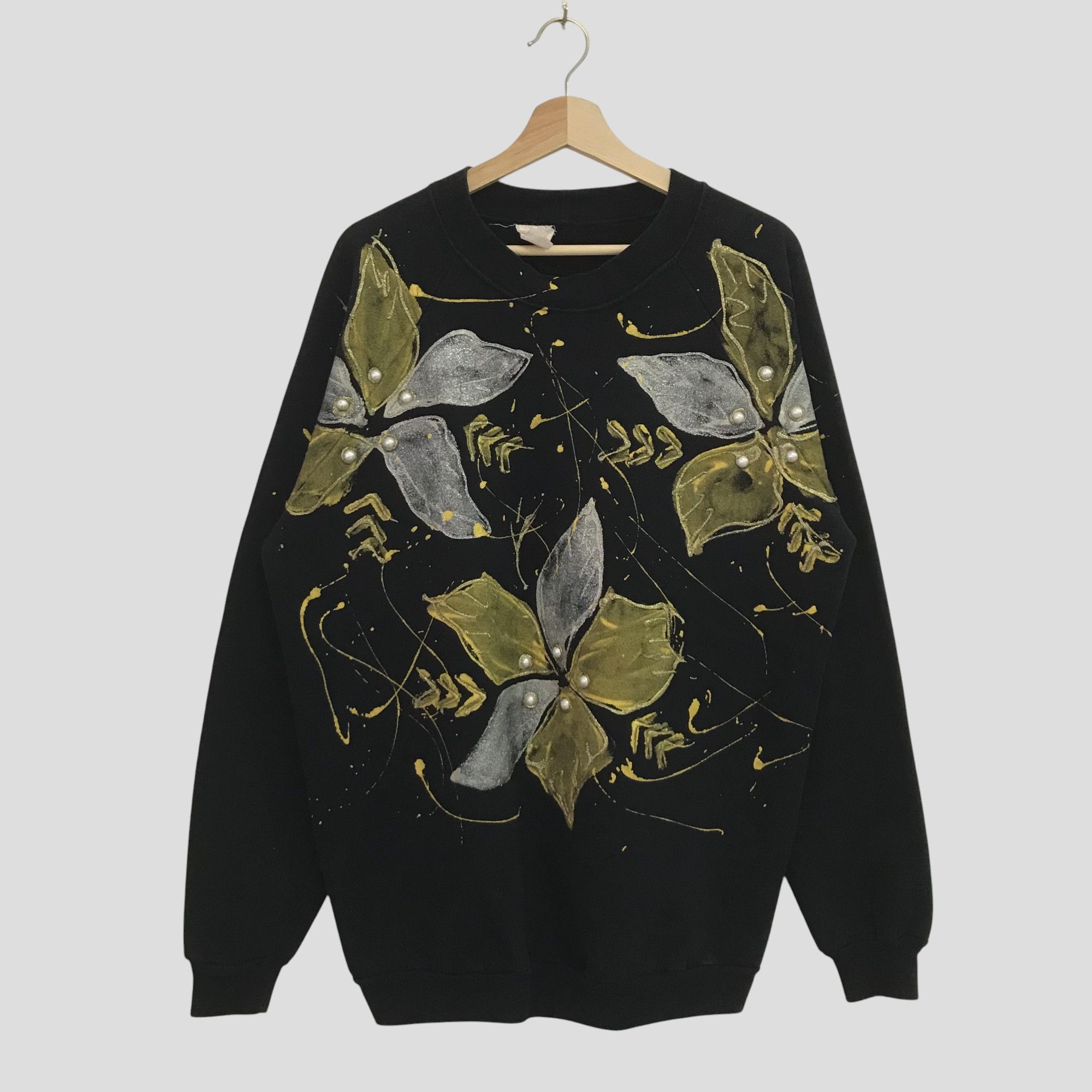Vintage vintage dark flower sweatshirt - 415 Size US L / EU 52-54 / 3 - 1 Thumbnail
