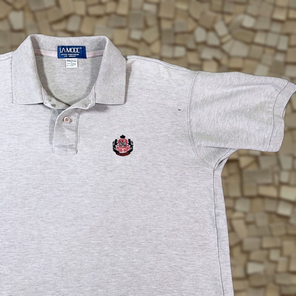 Vintage VINTAGE La Mode Polo Shirt Adult LARGE Gray Golf Crest USA Made 90s Size US L / EU 52-54 / 3 - 1 Thumbnail