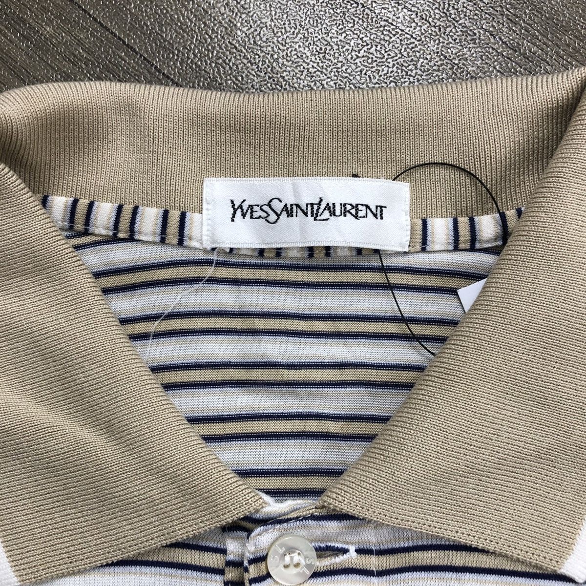 Luxury Yves Saint Laurent Pour Homme YSL Striped Polo Shirt