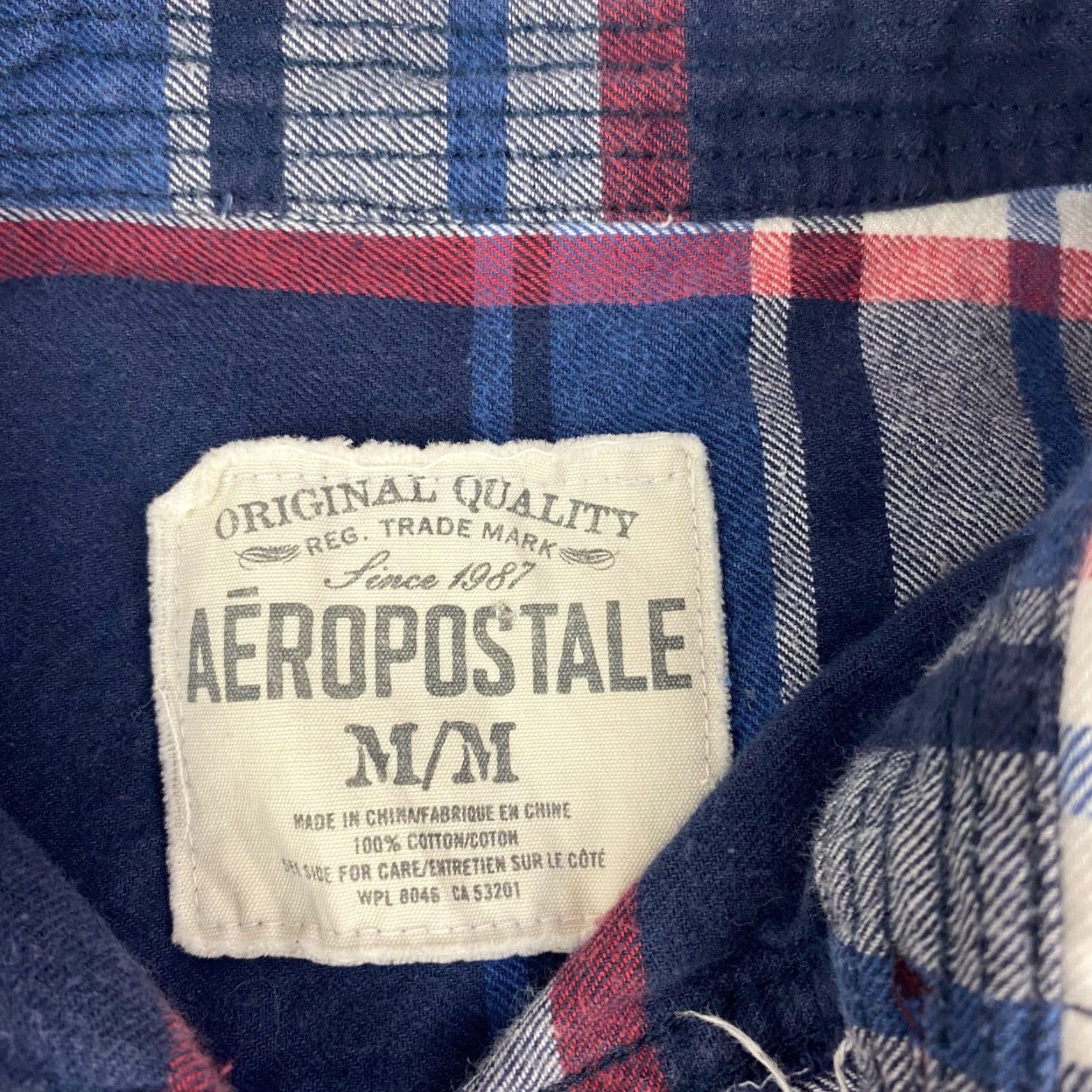 Aeropostale Aeropostale Mens Button-Up Shirt Long Sleeve Plaid Blue 100% Cotton Medium Size US M / EU 48-50 / 2 - 5 Thumbnail