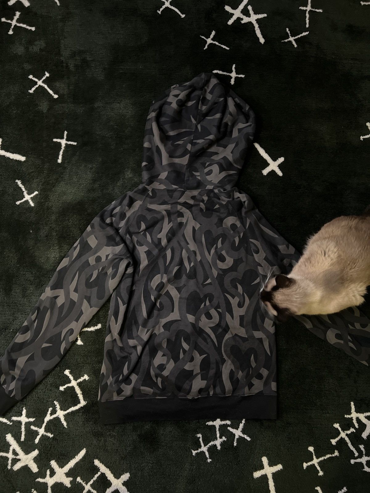 Number (N)ine AW04 - "Give Peace A Chance" Tribal Camouflage Zip Up Hoodie Size US L / EU 52-54 / 3 - 4 Thumbnail