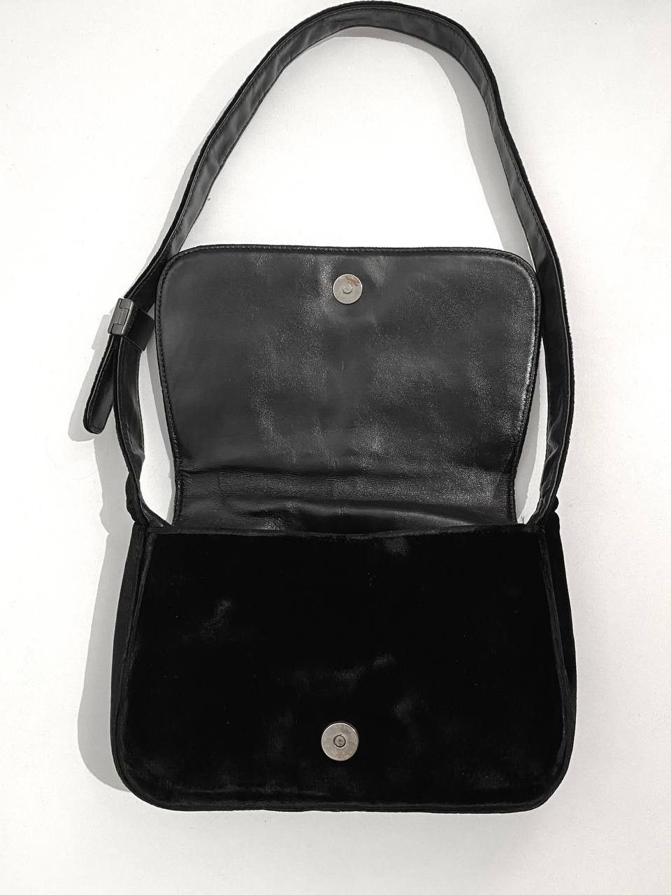 Prada Prada Velvet Leather Black Shoulder Hand Bag Vintage Y2K Size ONE SIZE - 7 Thumbnail