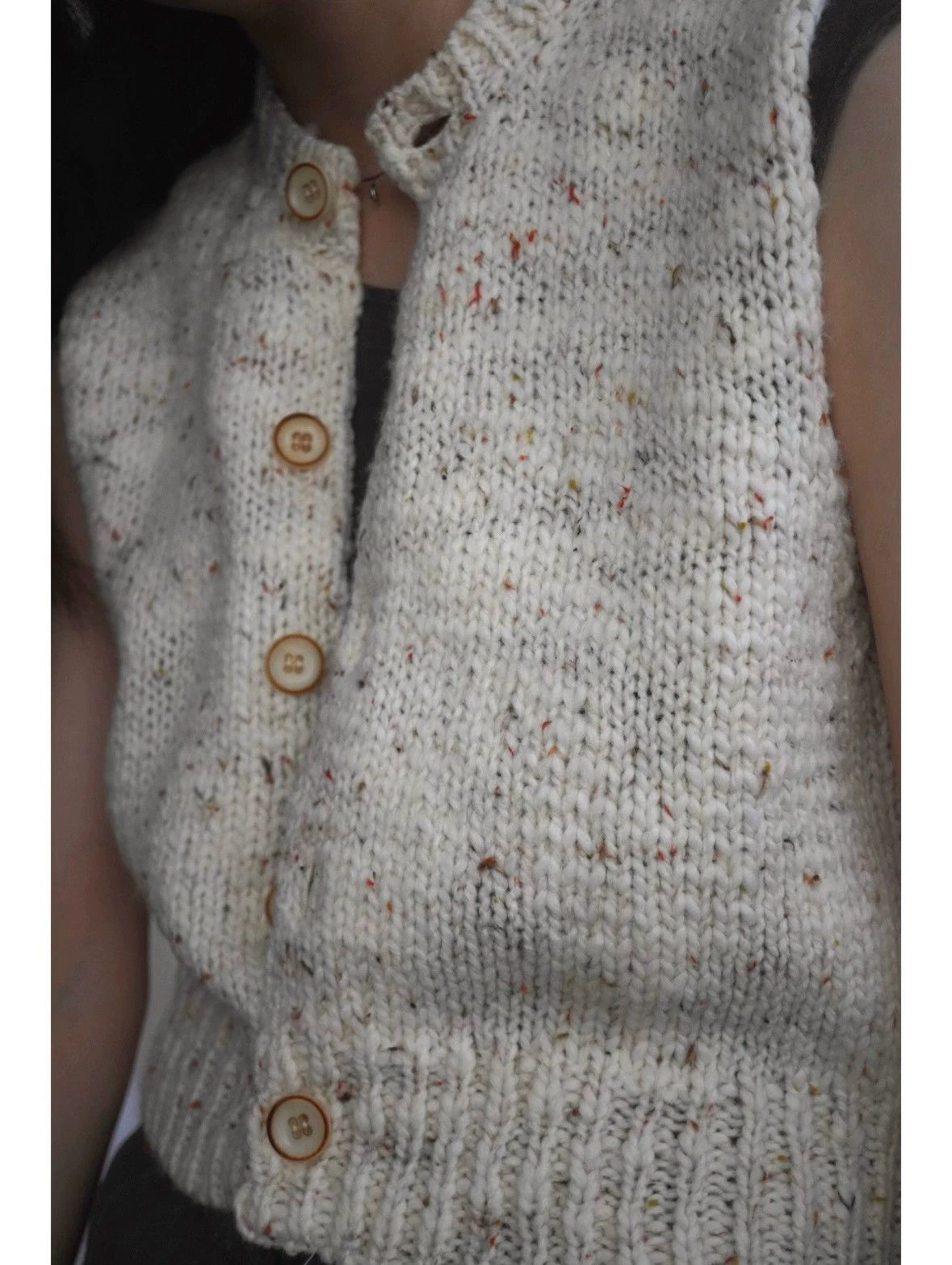 Other zooSelect Italian Thick-Thin Yarn Cream Cropped Vest Size ONE SIZE - 1 Thumbnail