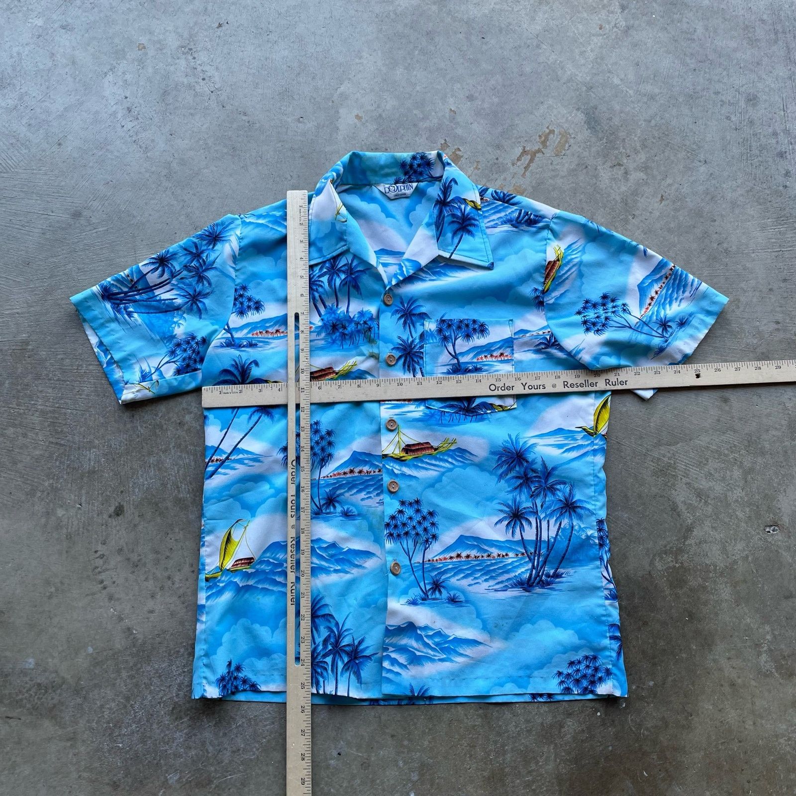 Vintage VINTAGE 60S HAWAIIAN SHIRT LARGE BLUE DOLPHIN Size US L / EU 52-54 / 3 - 4 Thumbnail