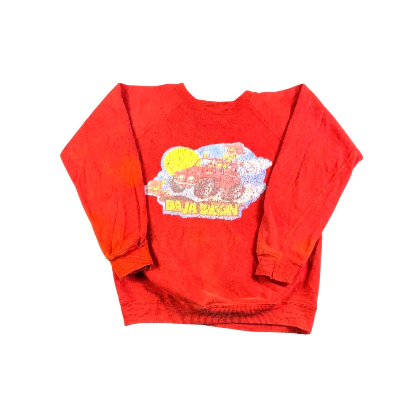 Vintage VINTAGE Baja Buggin Graphic Sweatshirt Red Raglan Crewneck Distressed S/M Shirt Adult XS? Size US S / EU 44-46 / 1 - 2 Thumbnail