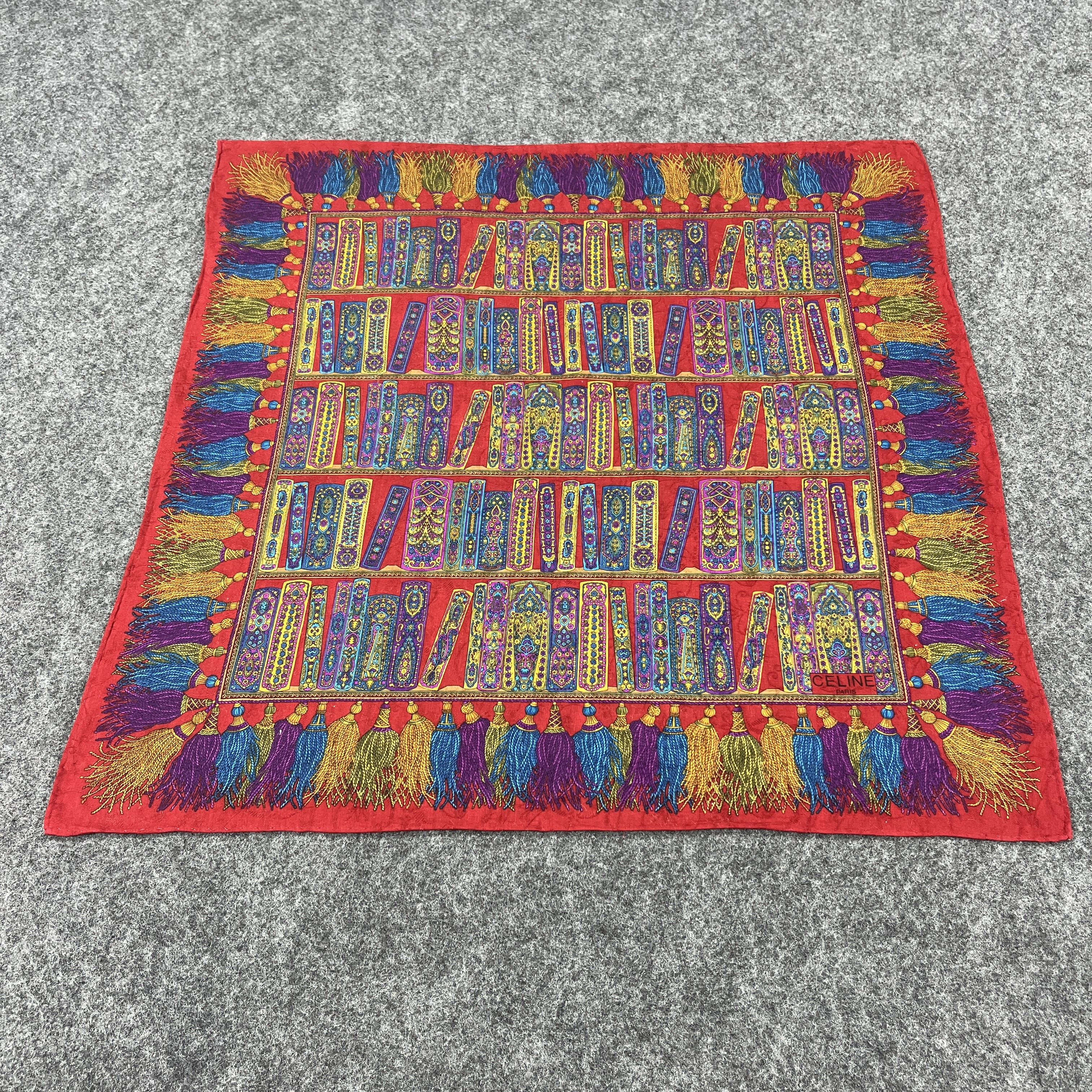 Vintage Vintage Celine Bookshelf Handkerchief / Neckerchief B115 Size ONE SIZE - 2 Thumbnail