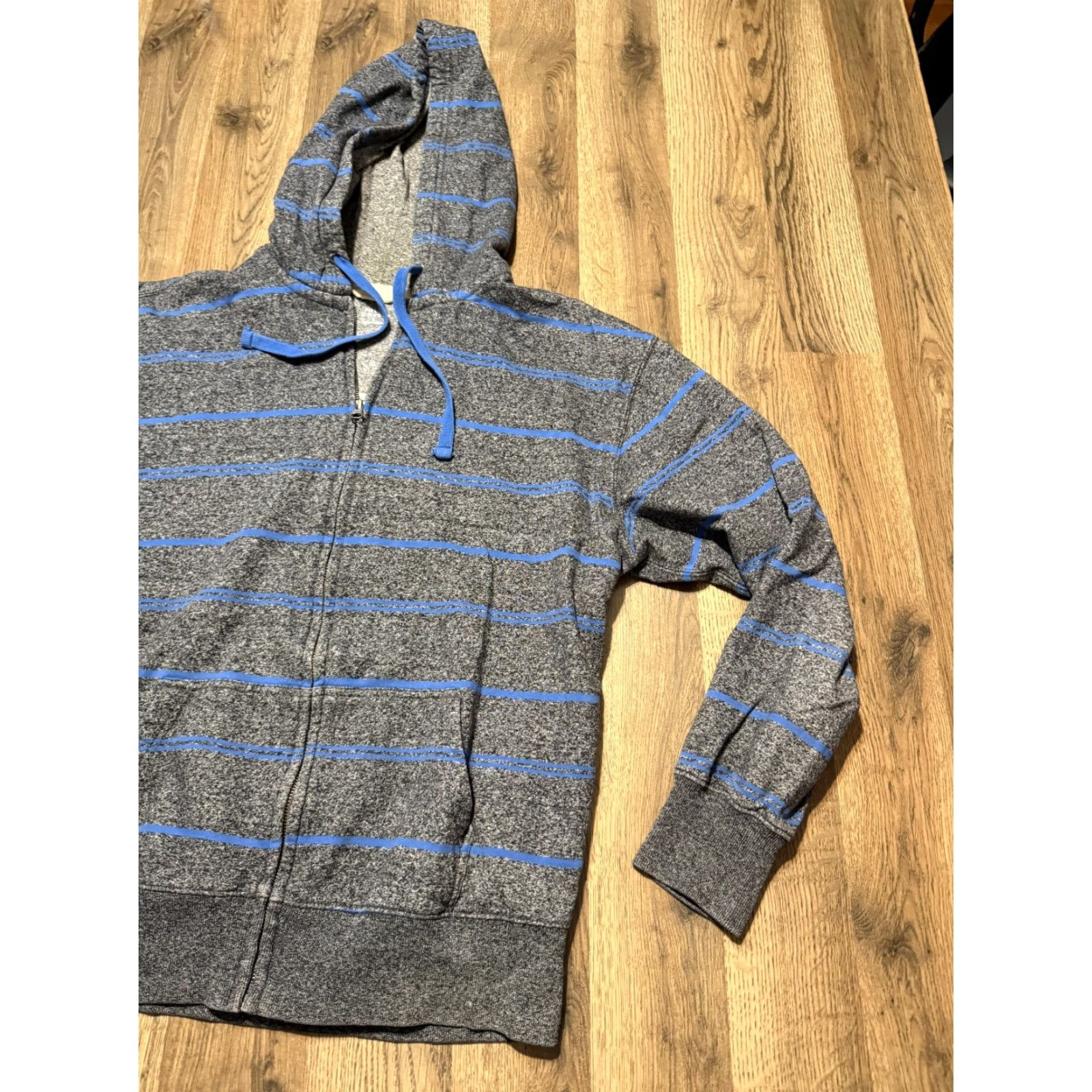 Vintage Falls Creek Sweatshirt Men L Gray blue Striped Full Zip Hooded Regular Fit Size US L / EU 52-54 / 3 - 4 Thumbnail