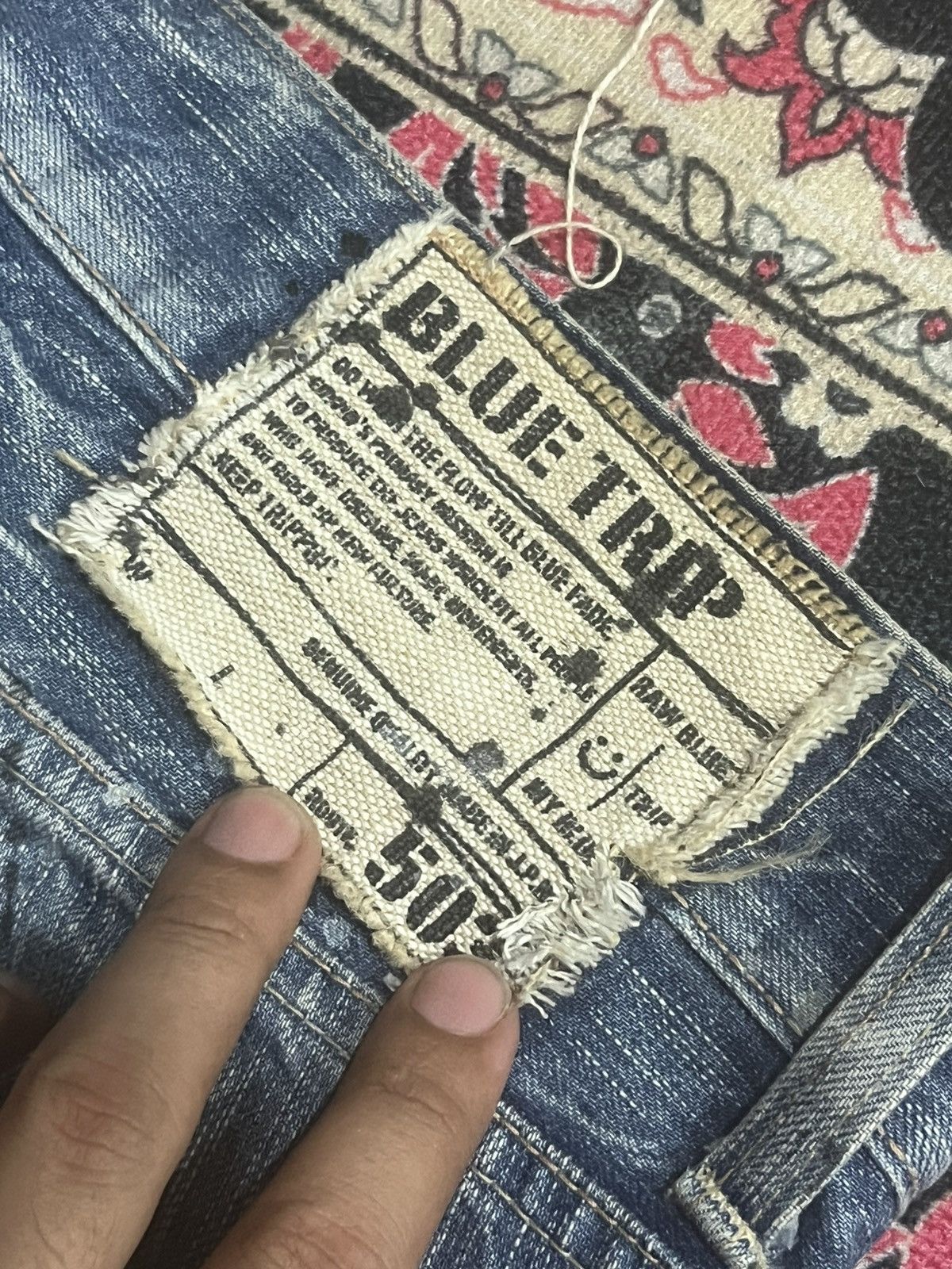 Tornado Mart Edwin 503 Blue Trip Distressed Paint Splattered Flare Jeans Size US 28 / EU 44 - 8 Thumbnail