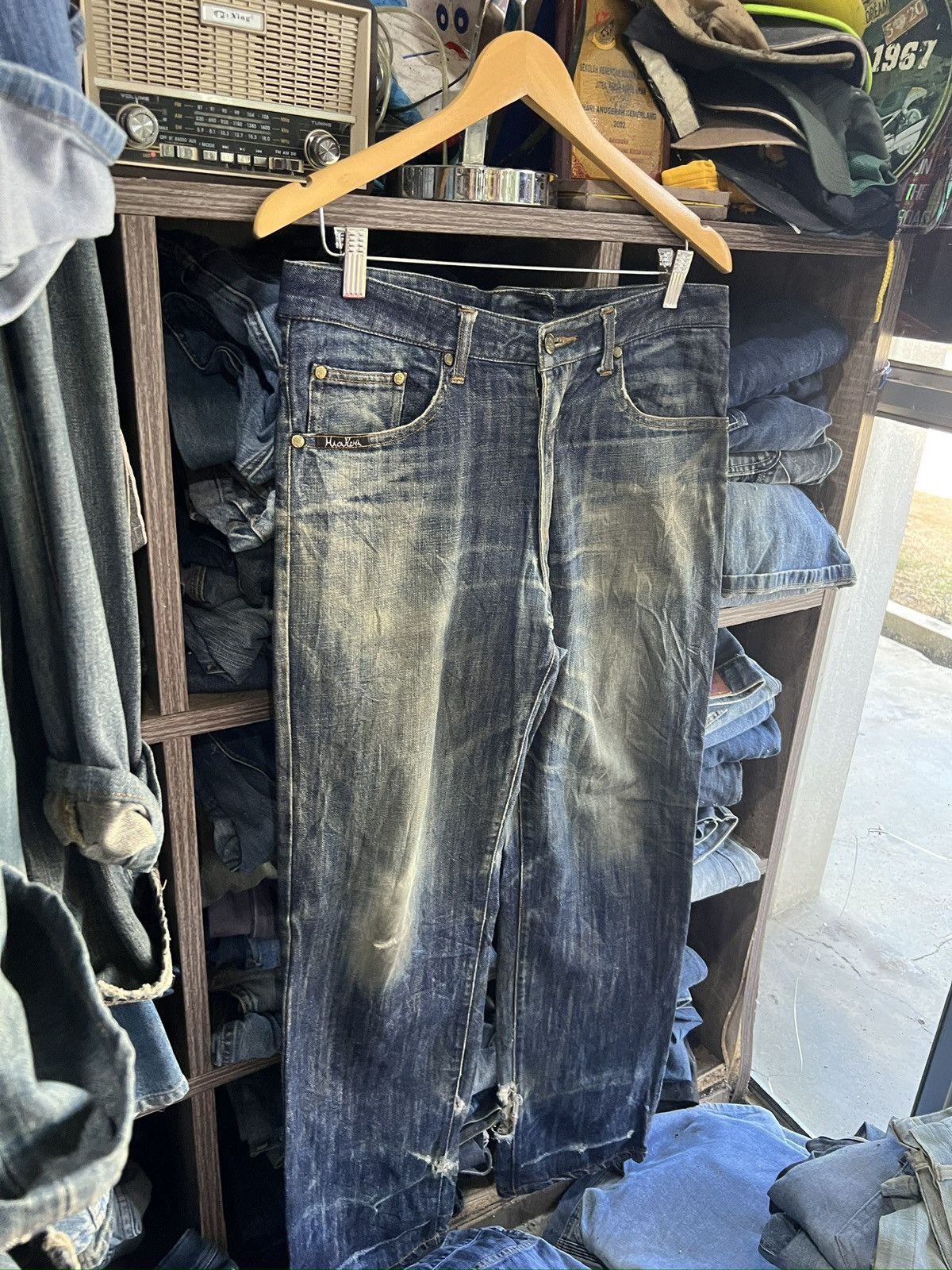 Other 🔥Rare Macarena Full Zipper Distressed Denim Size US 33 - 3 Thumbnail