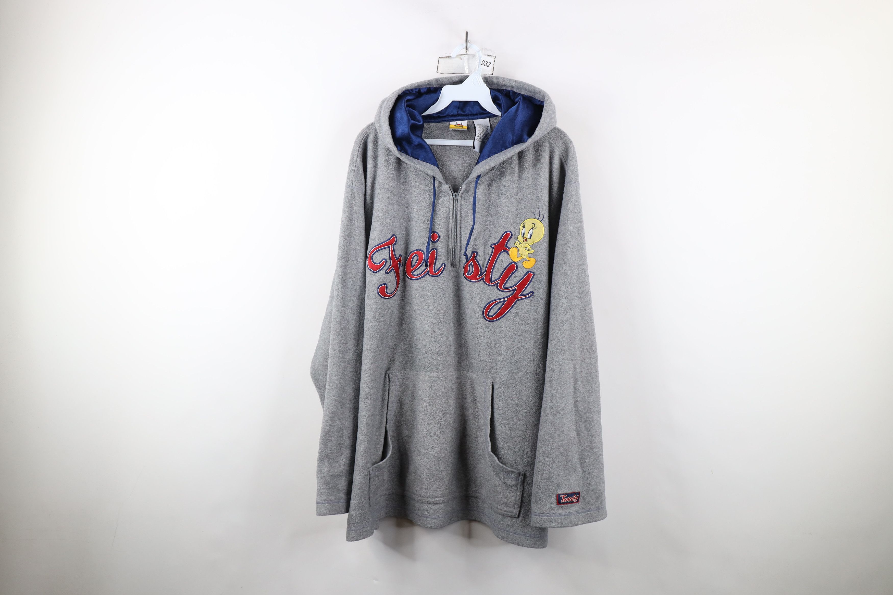 Vintage Vintage 90s Looney Tunes Feisty Tweety Bird Fleece Hoodie Size 4XL / US 24-26 - 1 Thumbnail