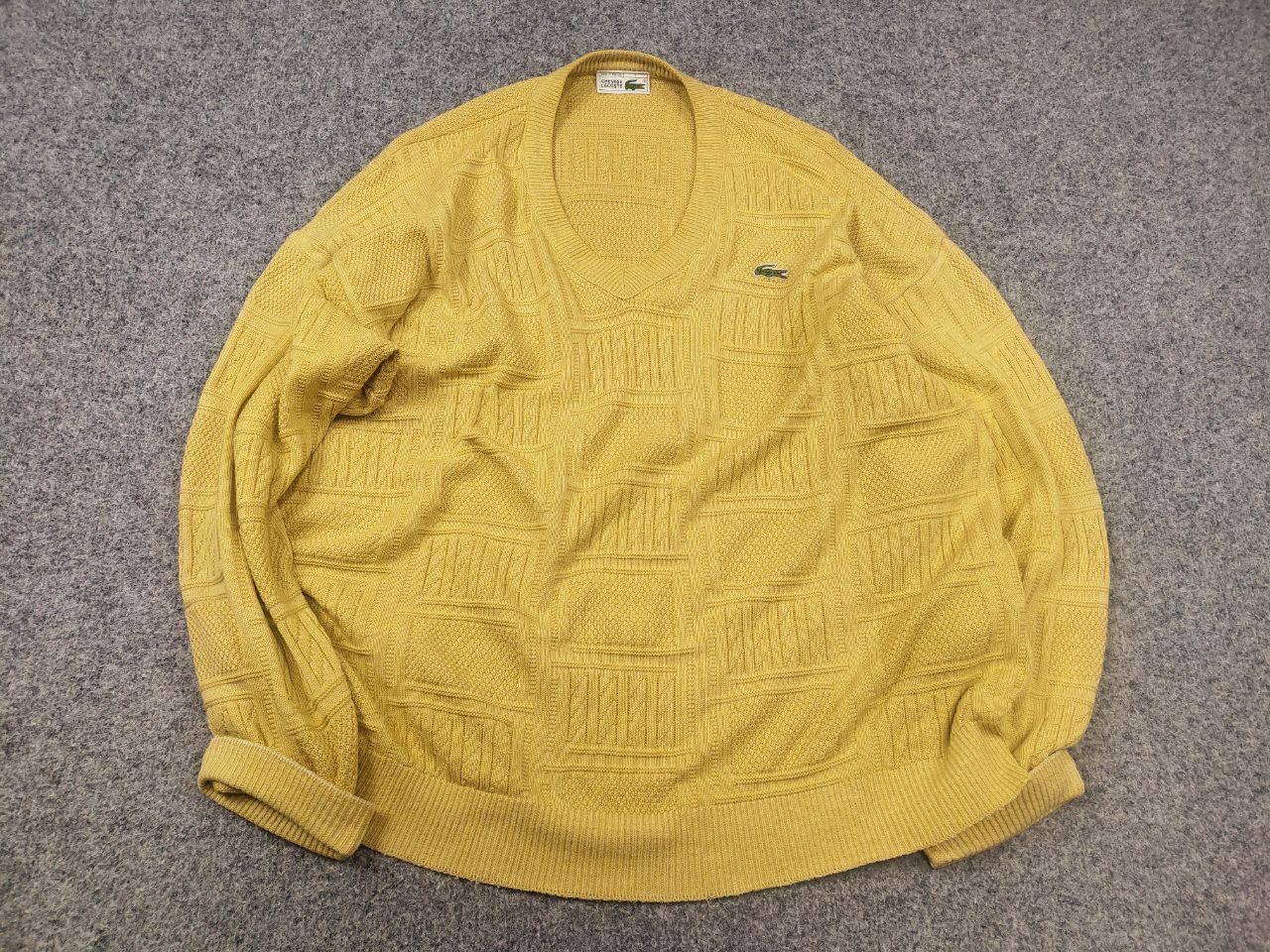 Lacoste Vintage 80's Lacoste France textured knit sweater V neck Size US XL / EU 56 / 4 - 2 Thumbnail