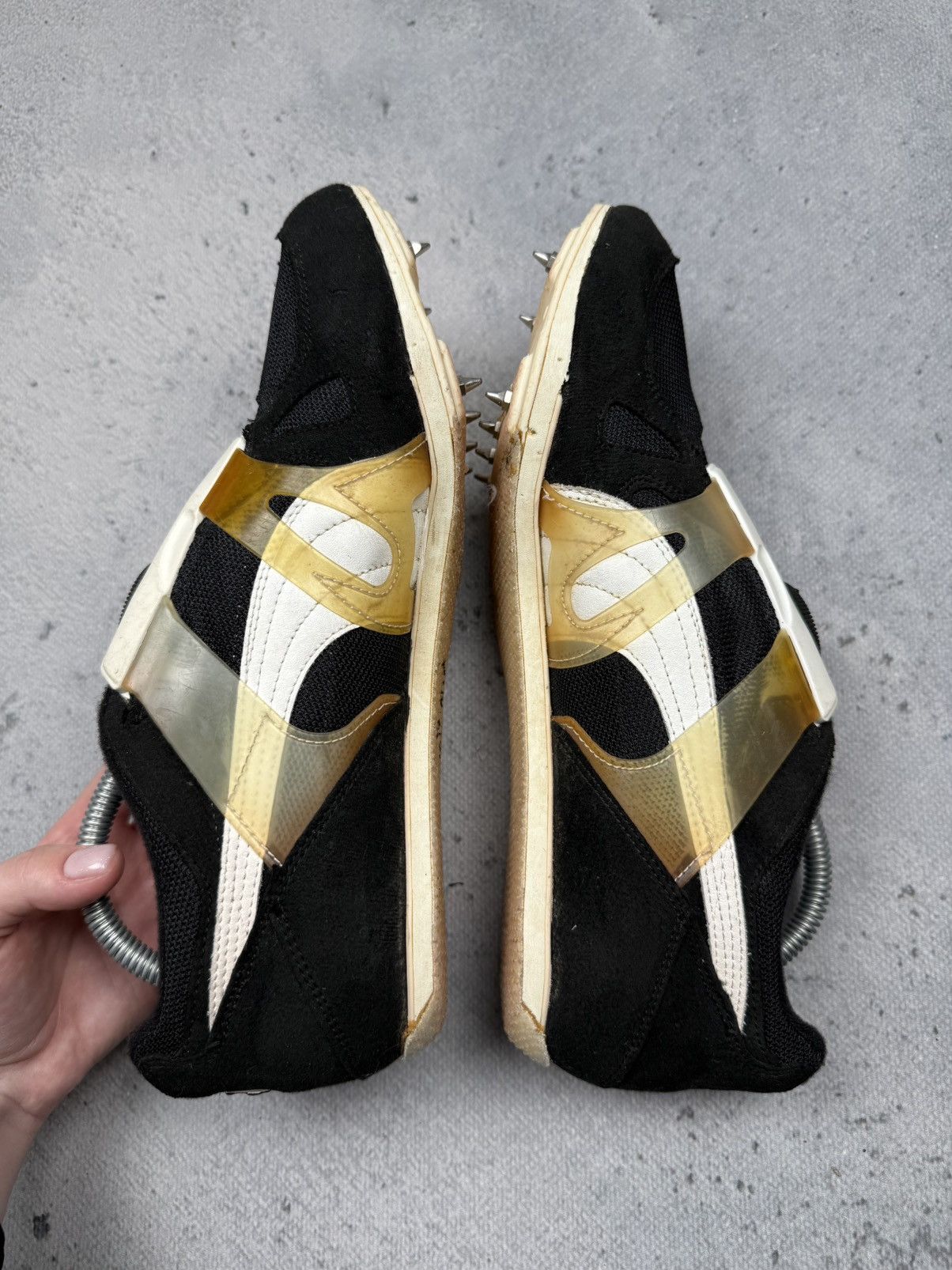 Puma Vintage Puma Cell Track Spikes Black Gold Rare Running Shoes Size US 10.5 / EU 43-44 - 6 Thumbnail