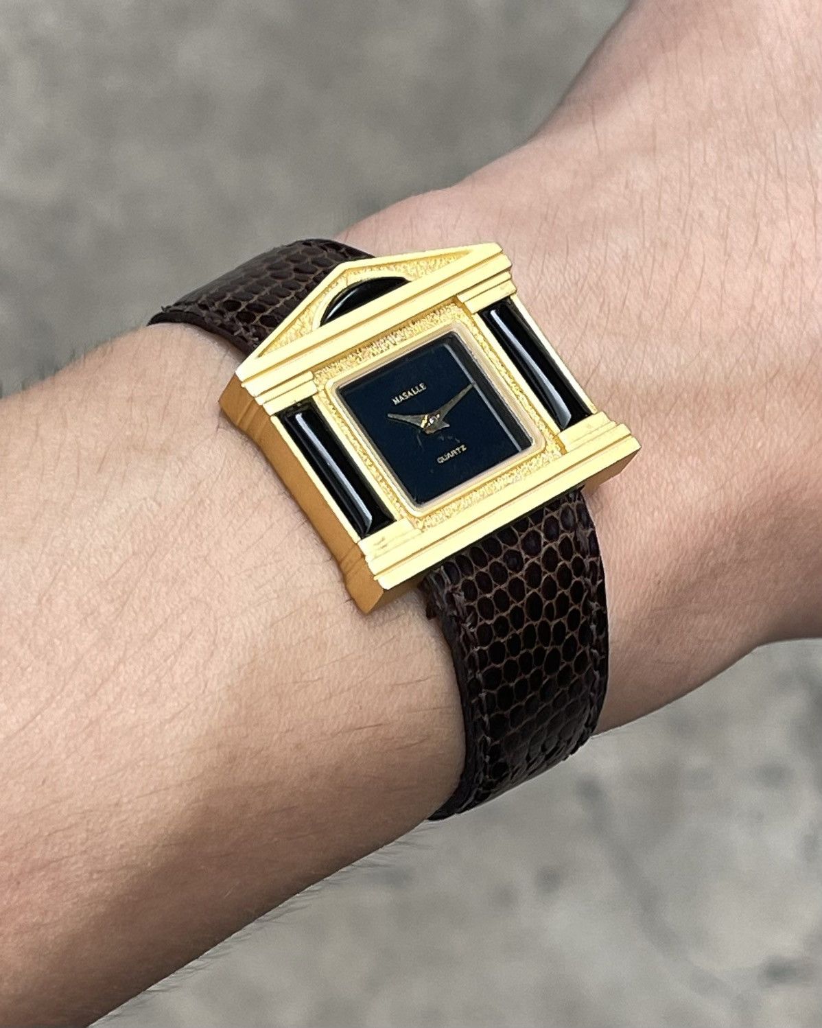 Designer × Japanese Brand × Vintage 𝐌𝐀𝐒𝐀𝐋𝐋𝐄 𝐁𝐚𝐧𝐤 𝐅𝐚𝐜𝐚𝐝𝐞 𝐁𝐥𝐚𝐜𝐤/𝐆𝐨𝐥𝐝 𝐓𝐨𝐧𝐞 𝐕𝐢𝐧𝐭𝐚𝐠𝐞 𝐖𝐚𝐭𝐜𝐡 Size 30 - 5 Thumbnail