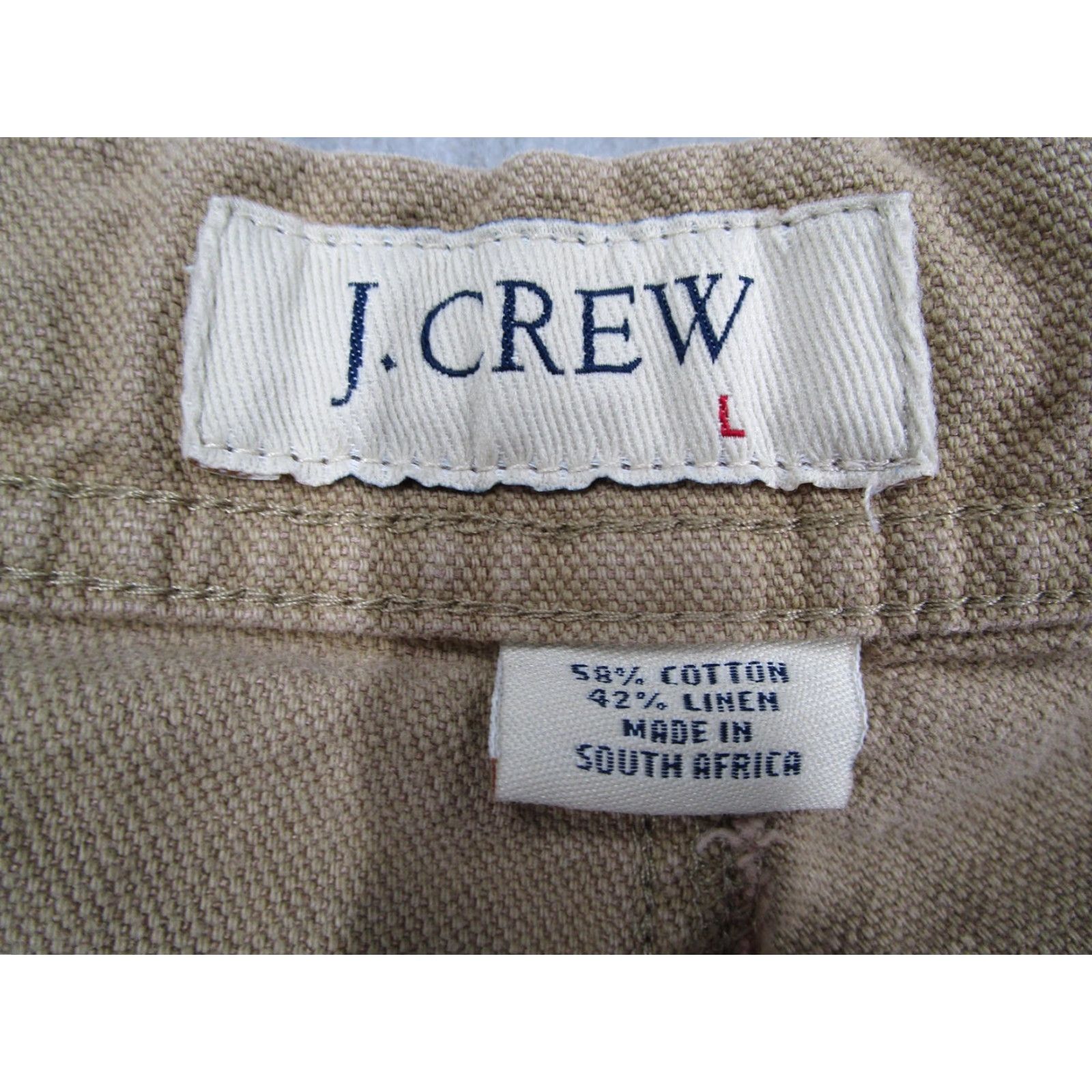 J.Crew VINTAGE J.CREW Shorts Mens 36 Beige Linen Blend Drawstring Chino Button Fly Y2K Size US 33 - 2 Thumbnail