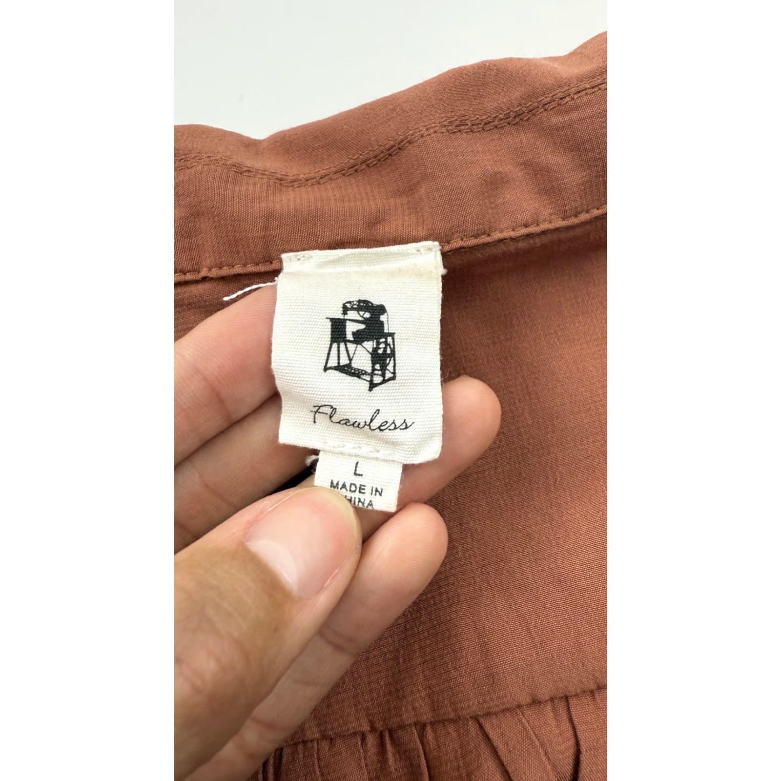 Vintage Flawless Dress Shirt Dress Womens Large Brown Button Front Collared 3/4 Sleeve Rayon Polyester Size L / US 10 / IT 46 - 2 Thumbnail