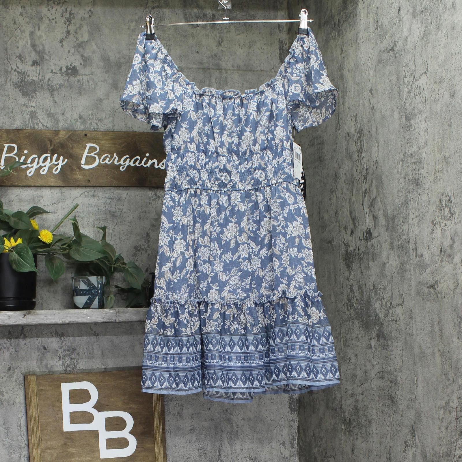 Other Nwt Trixxi Flutter-sleeve Dress 26ef76vjii Blue Multi M Size M / US 6-8 / IT 42-44 - 1 Thumbnail