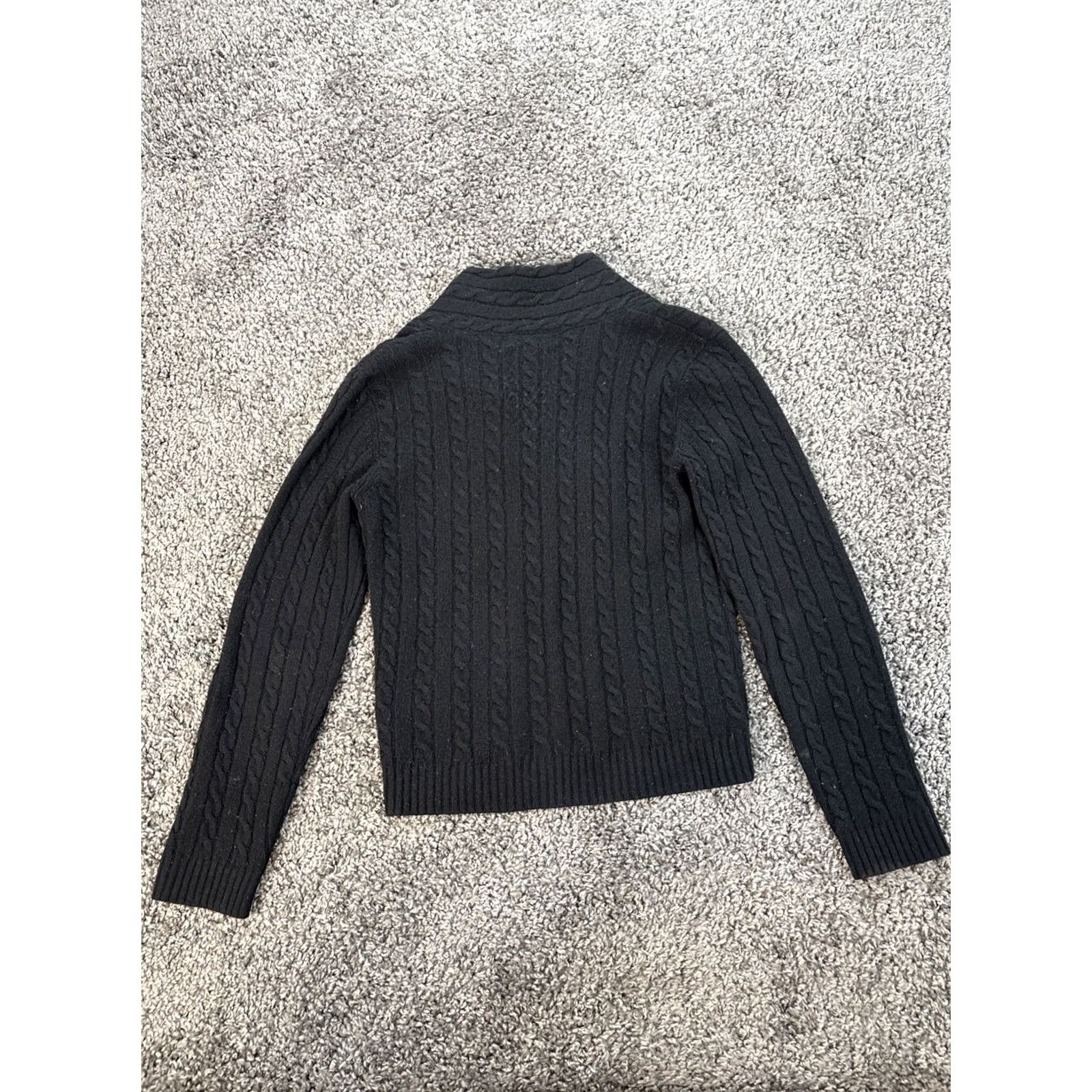 Ralph Lauren Lauren Ralph Lauren Sweater Women S Black Cashmere Shawl Neck Cable Knit Pullover Lightweight Breathable Regular Knit Size S / US 4 / IT 40 - 5 Thumbnail