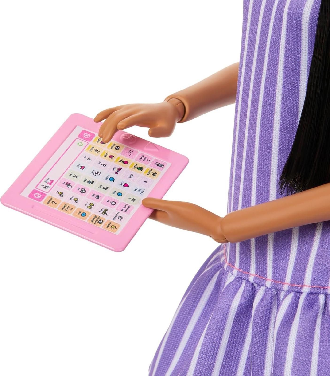 Other Autistic Barbie Fashionistas Doll #245 Purple Striped Dress Size ONE SIZE - 9 Thumbnail