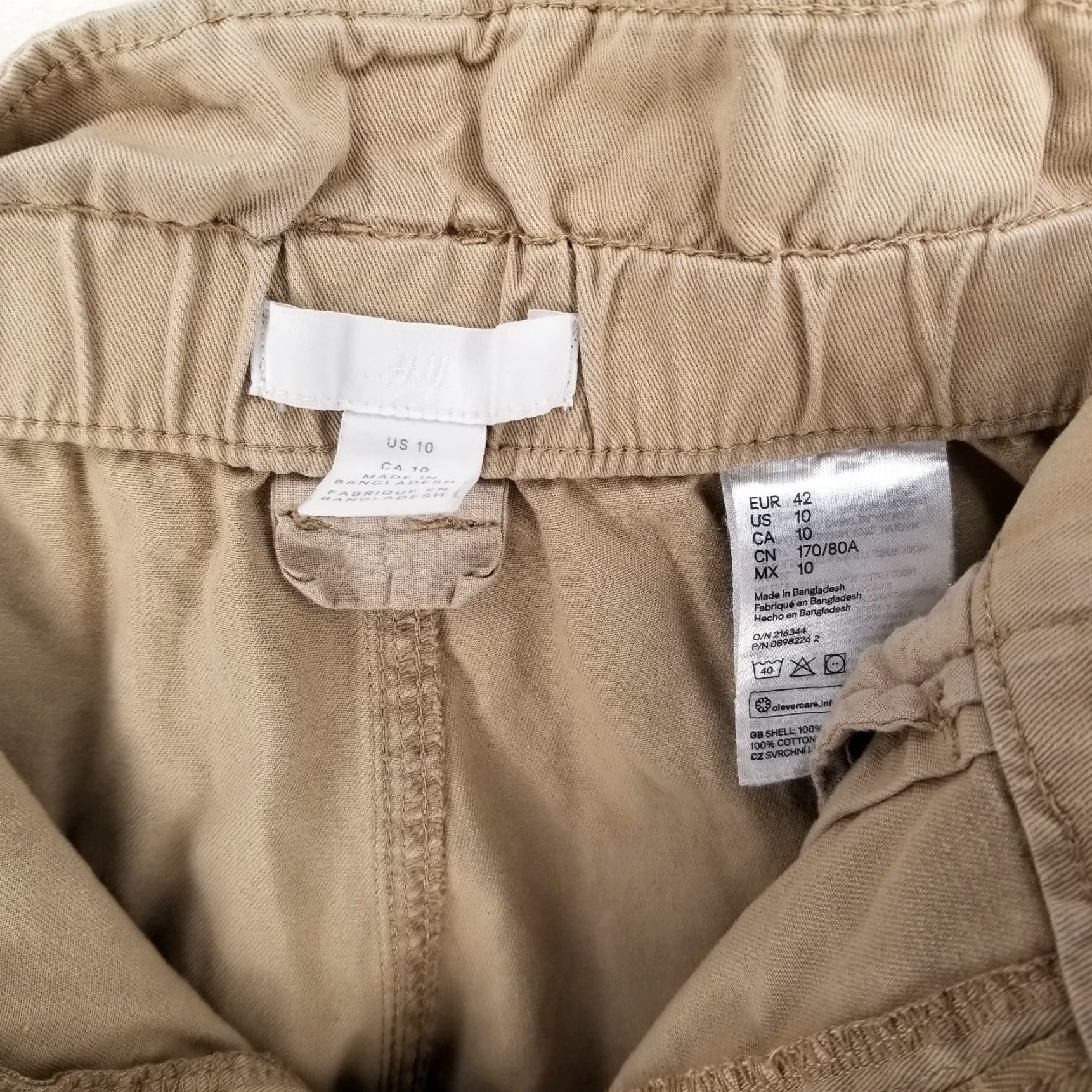 H&M VINTAGE? No. H&M Beige Pants Waist-Tie Straight Women's Size 10, 31" W 23" Inseam, Bloomer Style Size 32" / US 10 / IT 46 - 4 Thumbnail