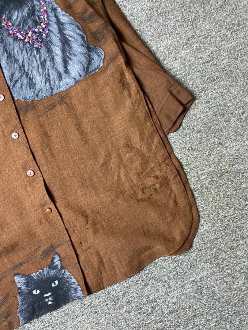 Japanese Brand Itariya Brand Button Ups Shirt with Cat Pattern (176) Size XS / US 0-2 / IT 36-38 - 8 Thumbnail