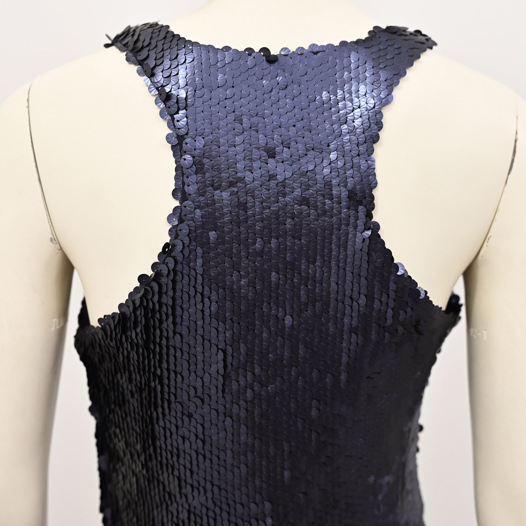 Vintage Bizuu sequined tank top mini dress in navy blue silk Size S / US 4 / IT 40 - 8 Thumbnail