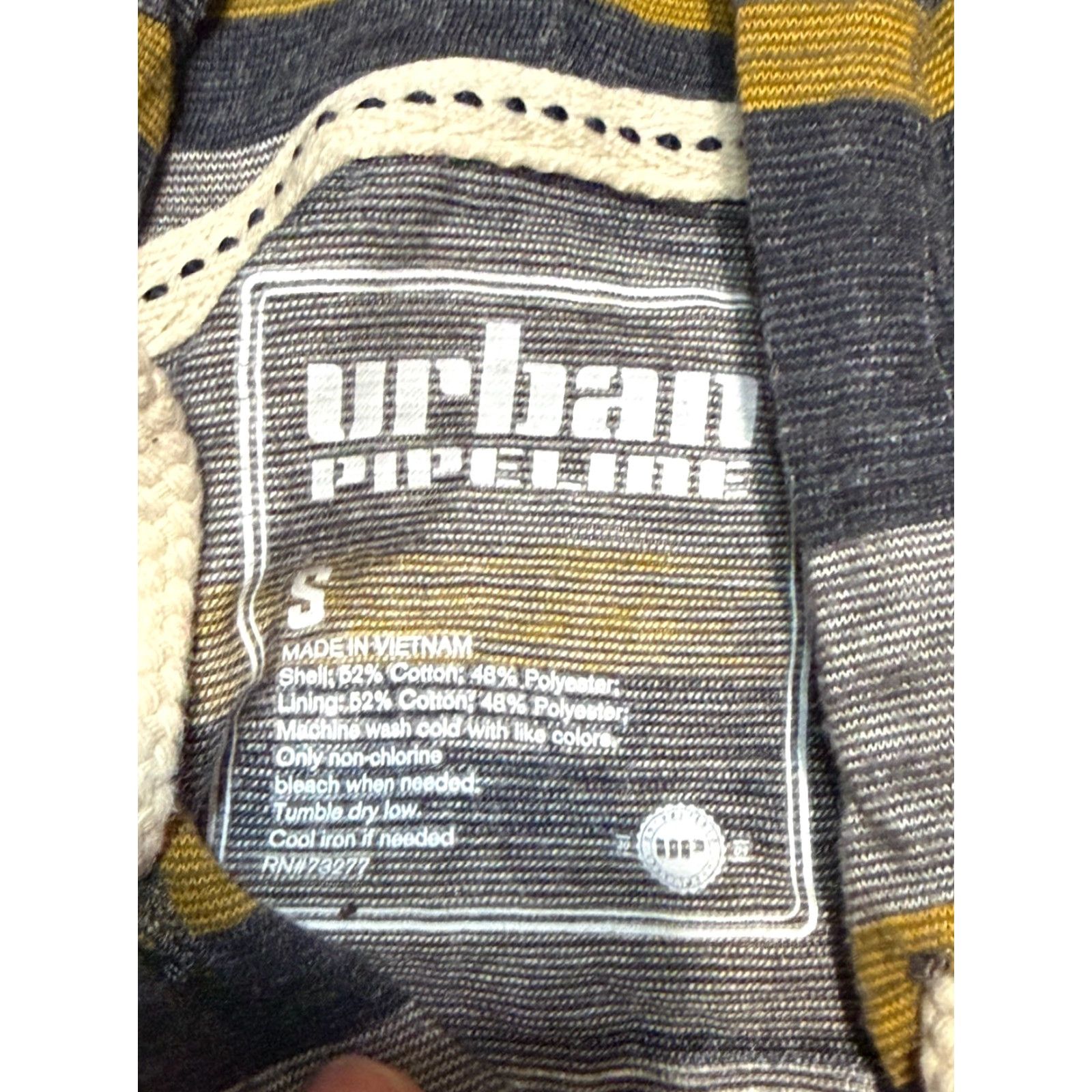 Vintage Urban Pipeline Shirt Men’s Small Blue Grey Yellow Striped Long Sleeve Hooded Size US S / EU 44-46 / 1 - 5 Thumbnail