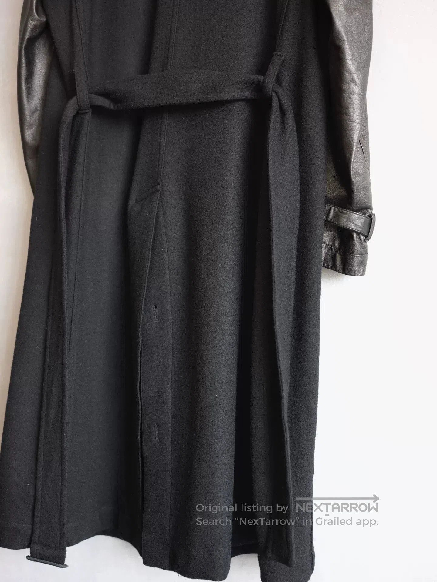 Yohji Yamamoto Yohji Yamamoto Wool Coat with Leather Sleeves. Size US L / EU 52-54 / 3 - 7 Thumbnail
