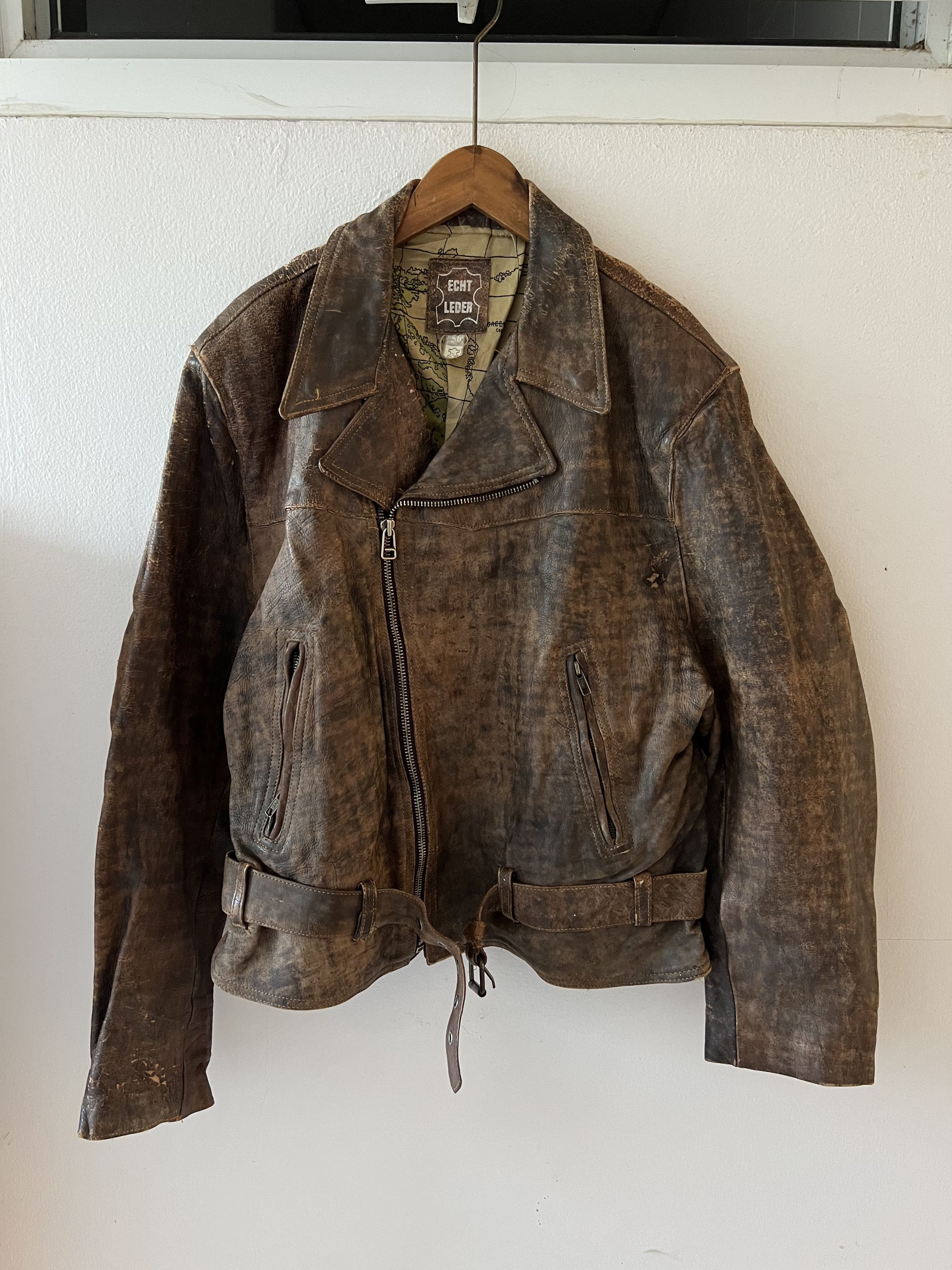 Indian Motorcycle × Vintage THRASHED 80s ECHT LEDER MOTORCYCLE LEATHER JACKET Size US M / EU 48-50 / 2 - 2 Thumbnail