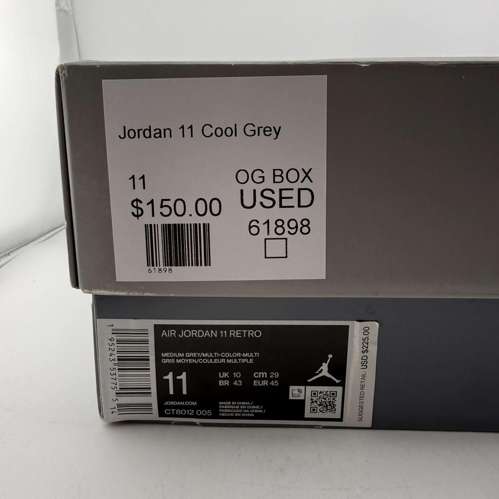 Jordan Brand Jordan 11 Cool Grey OG Box Used Size US 11 / EU 44 - 9 Thumbnail