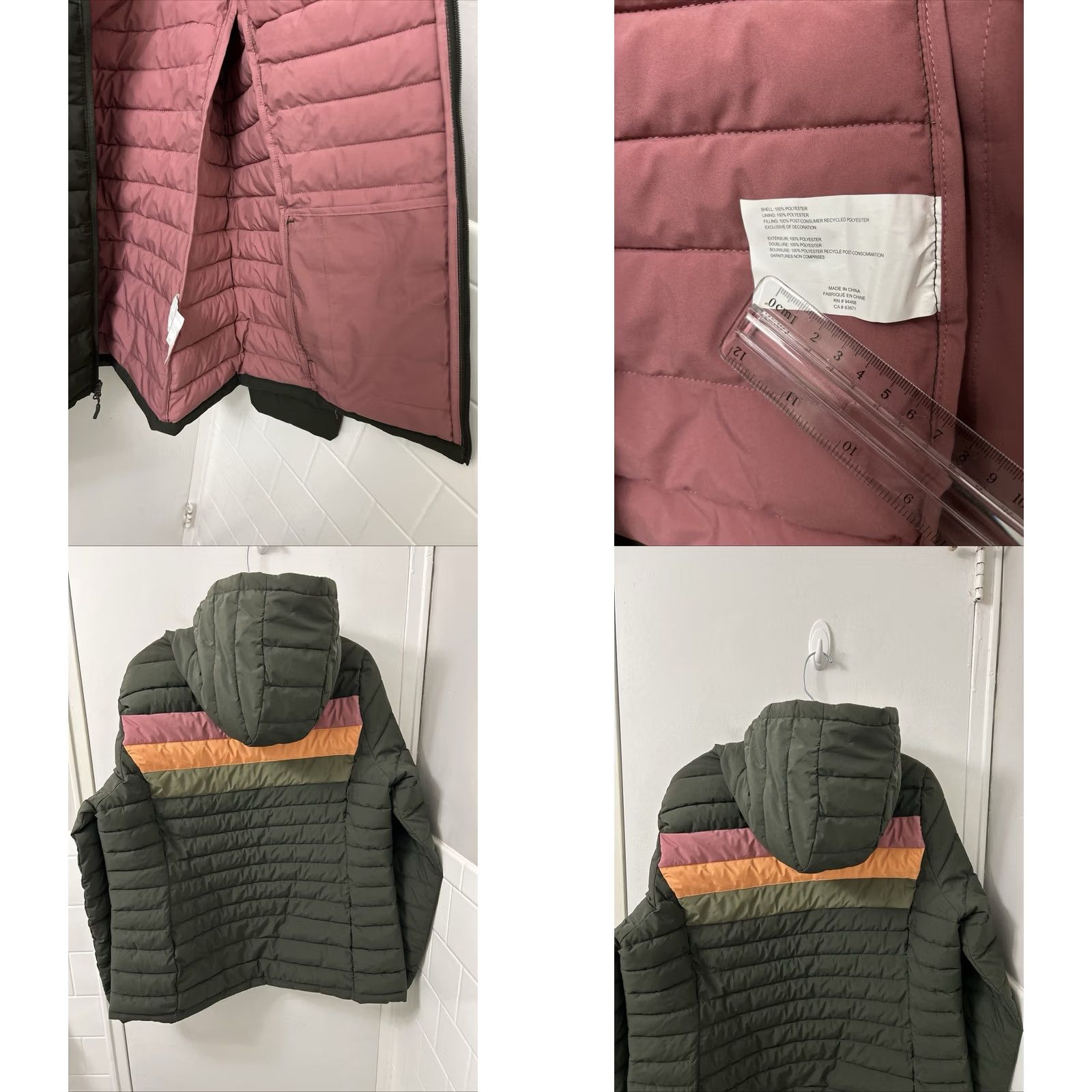 Vintage HFX Outdoors Puffer Jacket Womens XL Green Retro Stripe Hooded Water Resistant Size XL / US 12-14 / IT 48-50 - 8 Thumbnail