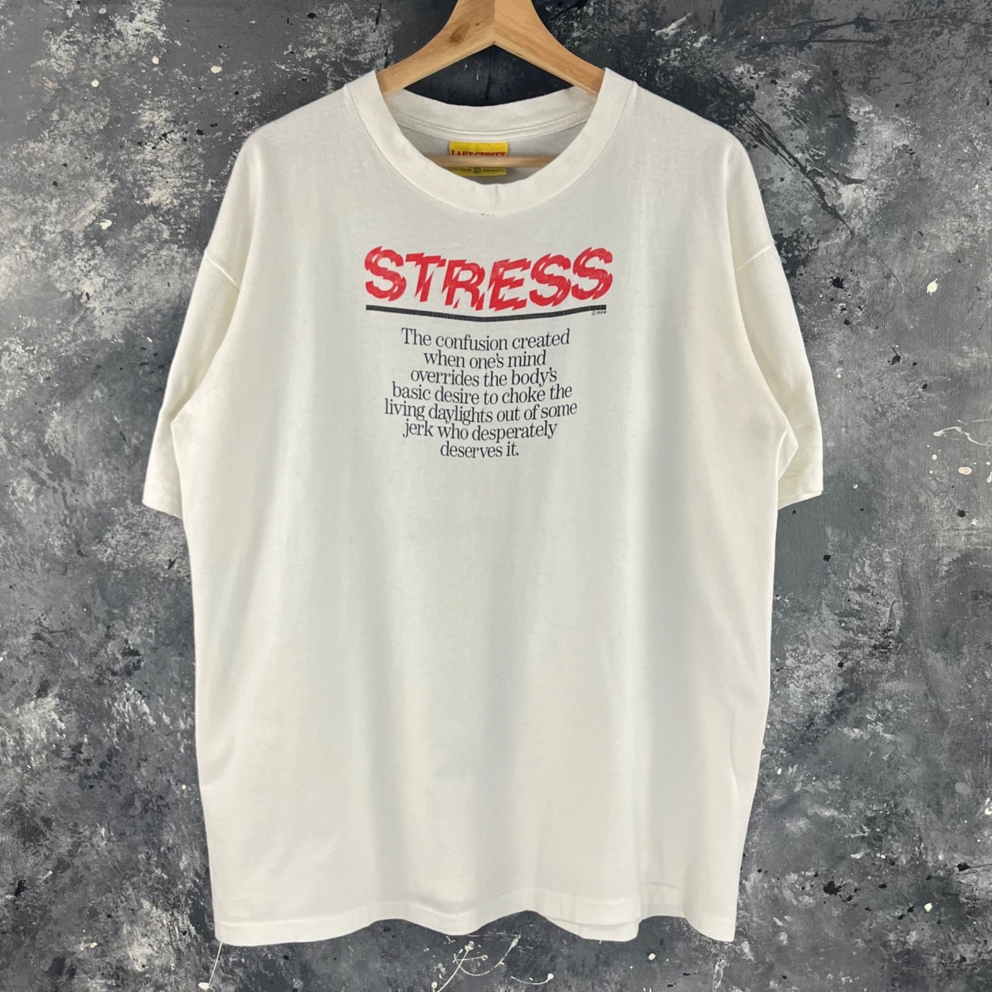 Vintage Vintage 90’s Stress script shirt Size US L / EU 52-54 / 3 - 1 Thumbnail