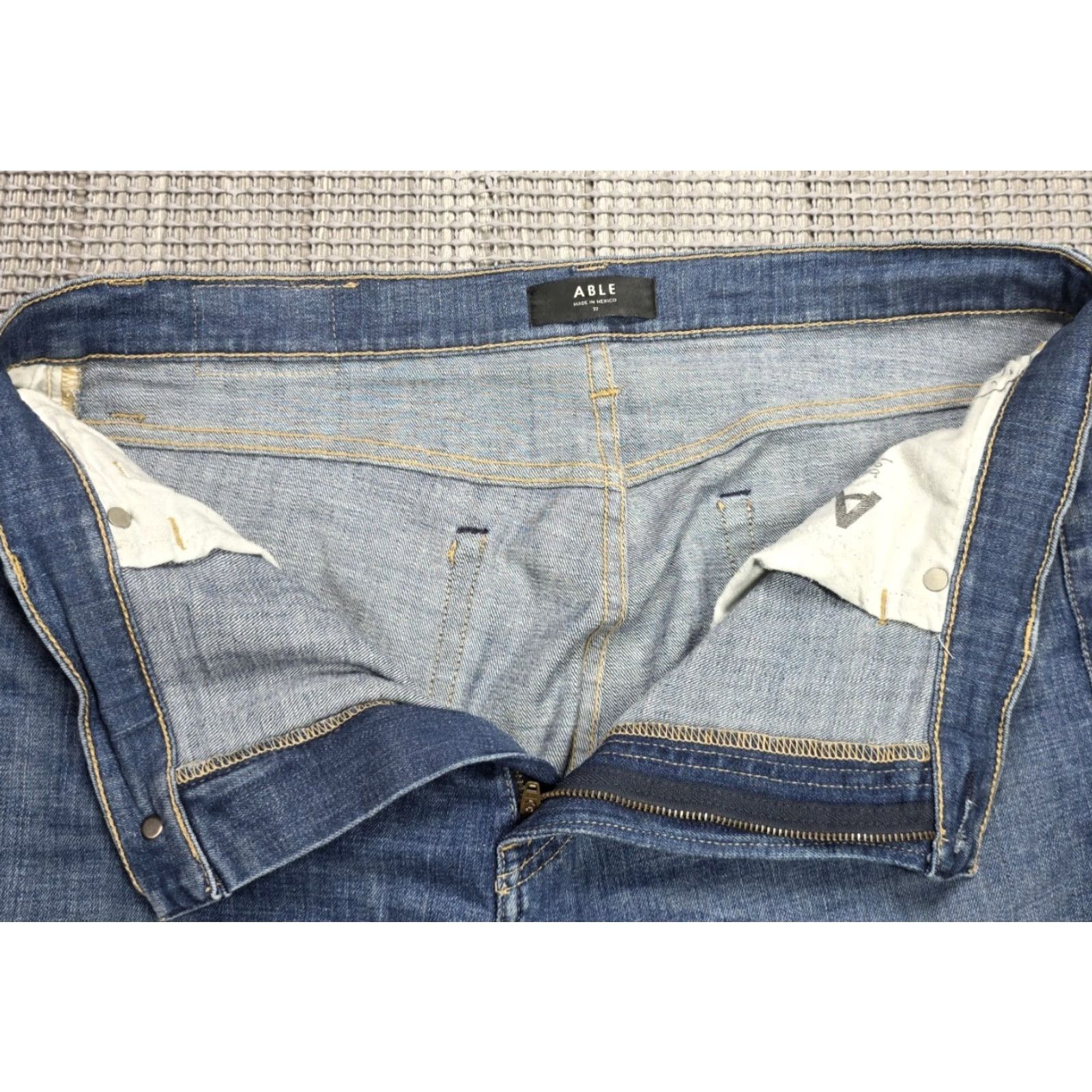 Vintage ABLE Blue Wide-Leg Jeans 34x32 Denim Women's 32 Medium Wash High Rise Jeans Size 24" / US 00 / IT 34 - 7 Thumbnail