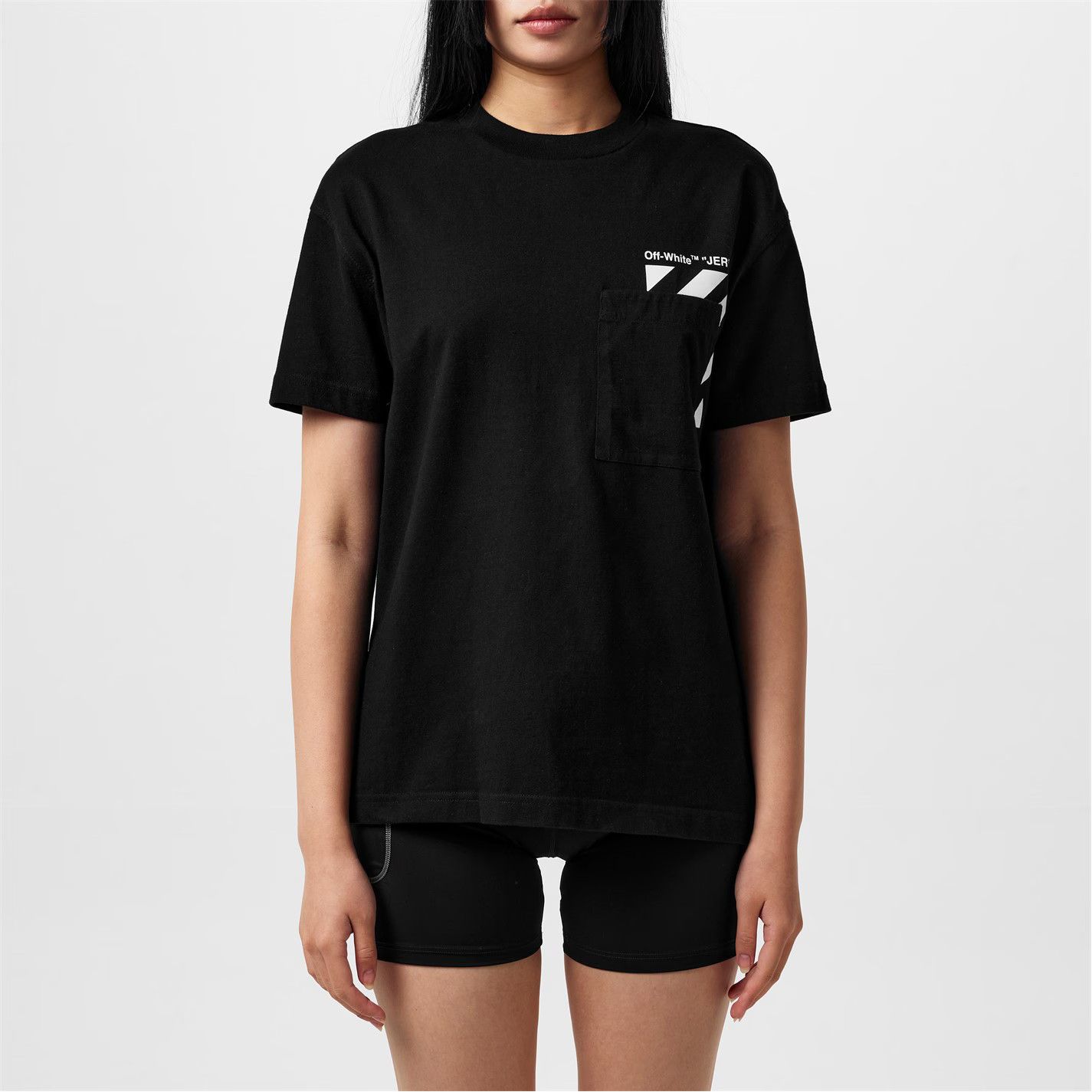 Off-White o1g2r1mq1224 Logo Print Pocket T Shirt in Black Size XS / US 0-2 / IT 36-38 - 3 Thumbnail