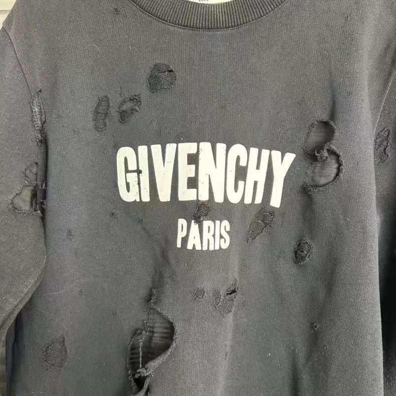 Givenchy Givenchy Black Destruction Logo Sweatshirt Size US XS / EU 42 / 0 - 5 Thumbnail