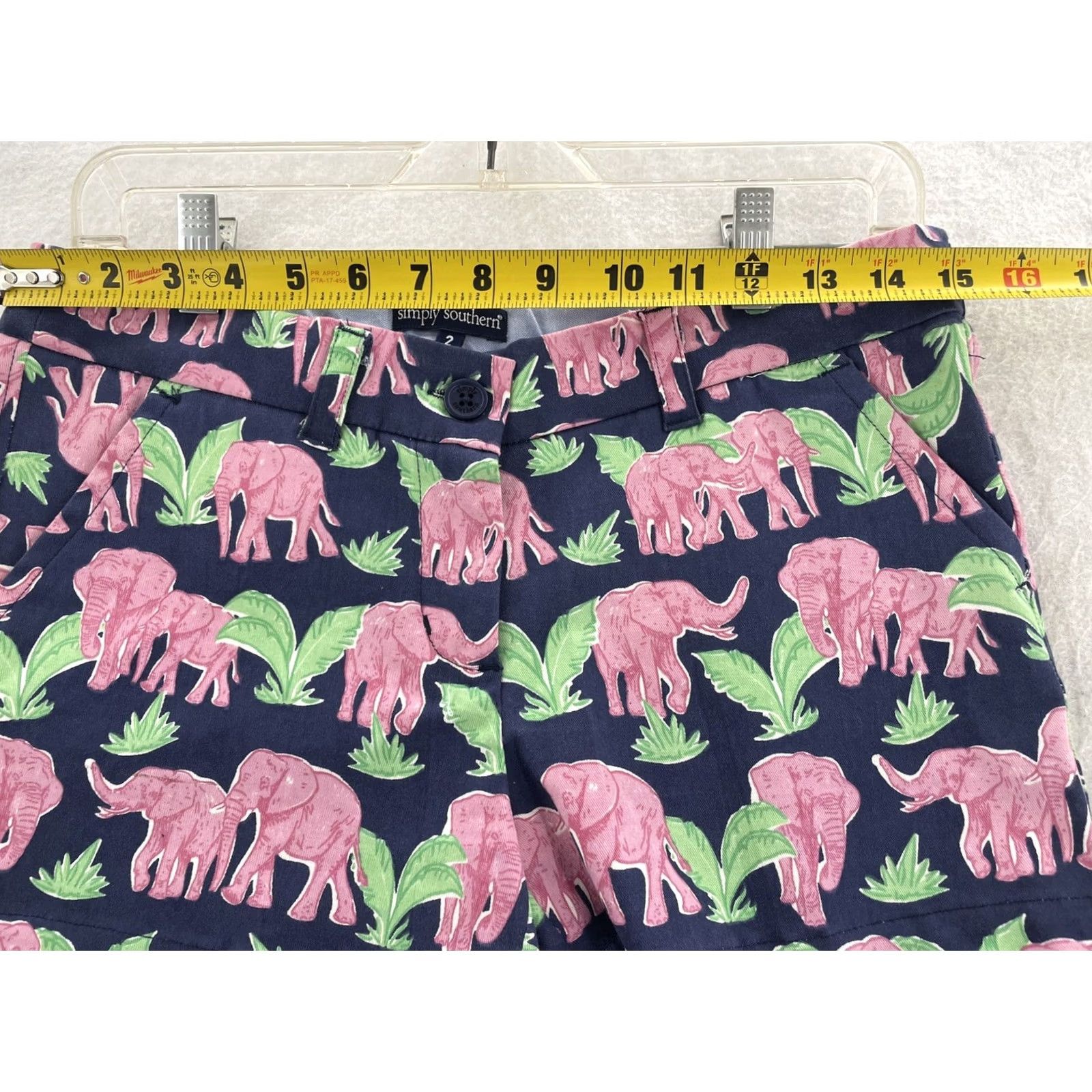 Vintage Simply Southern Shorts Womens 2 Blue Elephants Slash Pockets Size 26" / US 2 / IT 38 - 6 Thumbnail