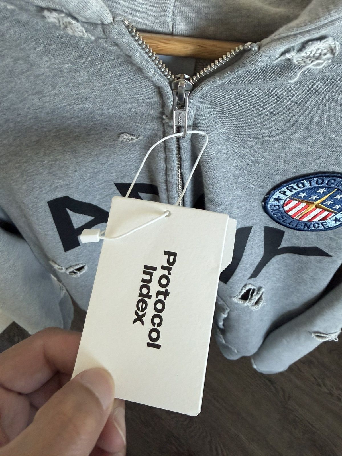 PROJECT G/R Protocol Index Reconstructed Zip Hoodie (Melange Grey) Size US S / EU 44-46 / 1 - 7 Thumbnail