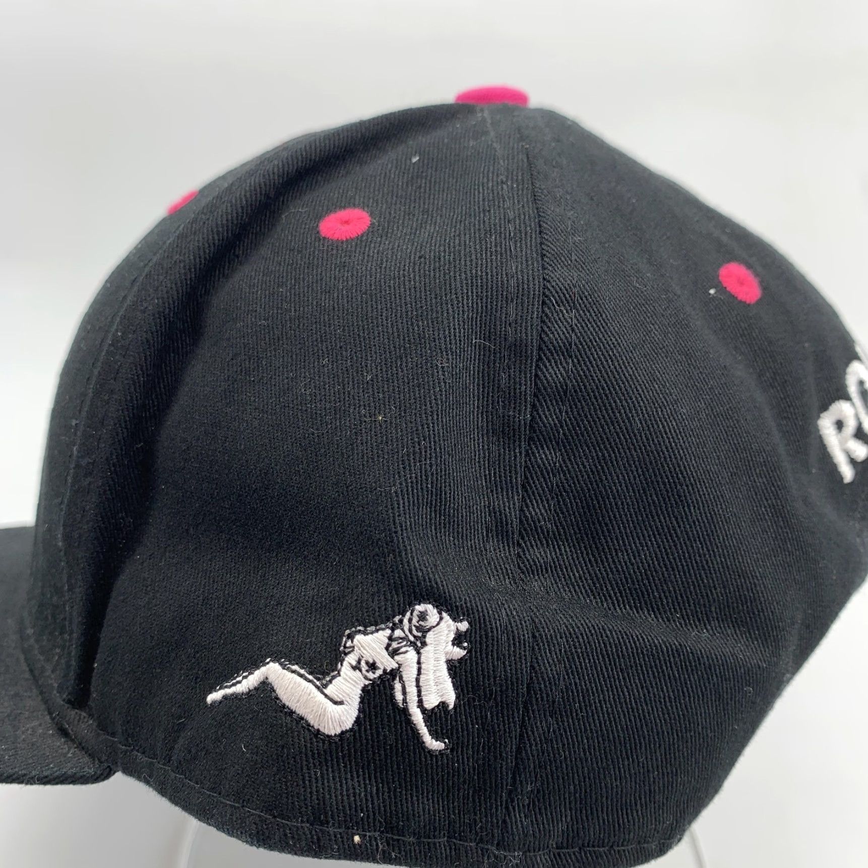 Logo 7 VINTAGE ROB0TT! Hat Cap Snap Back Mens Black Cartoon Smiley Face Logo Pink One Size Size ONE SIZE - 3 Thumbnail