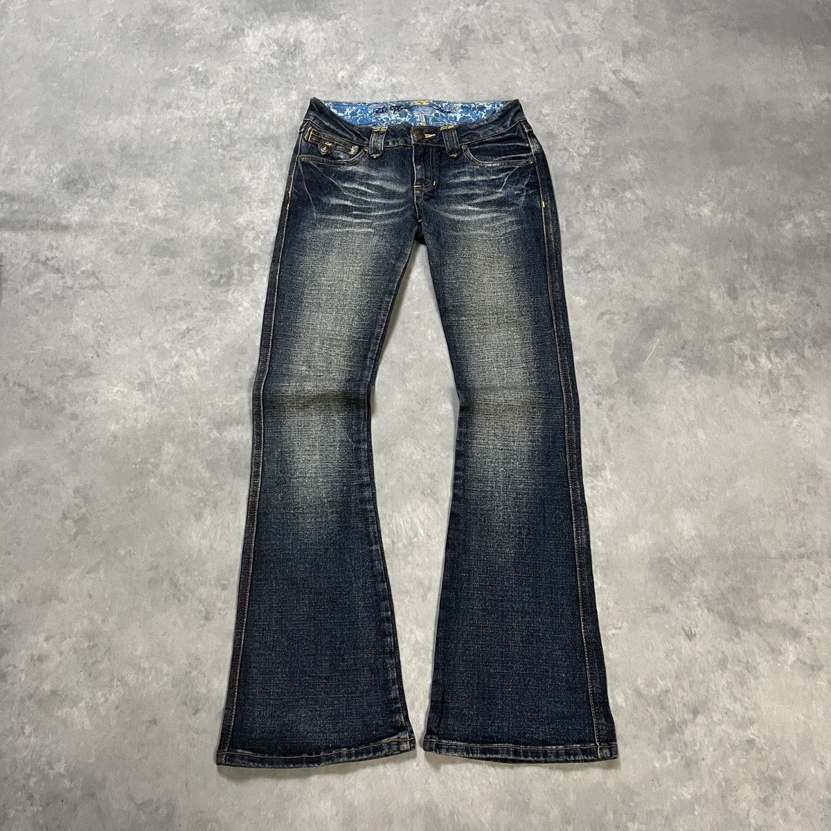 Japanese Brand Y2K Flare Bootcut Denim Embroidery Back Pocket Archive Style Size US 27 - 2 Thumbnail
